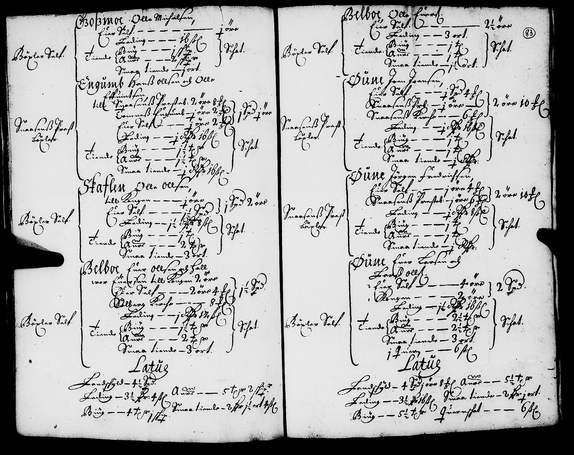 Rentekammeret inntil 1814, Realistisk ordnet avdeling, RA/EA-4070/N/Nb/Nba/L0055: Inderøy len, 1668, s. 82b-83a