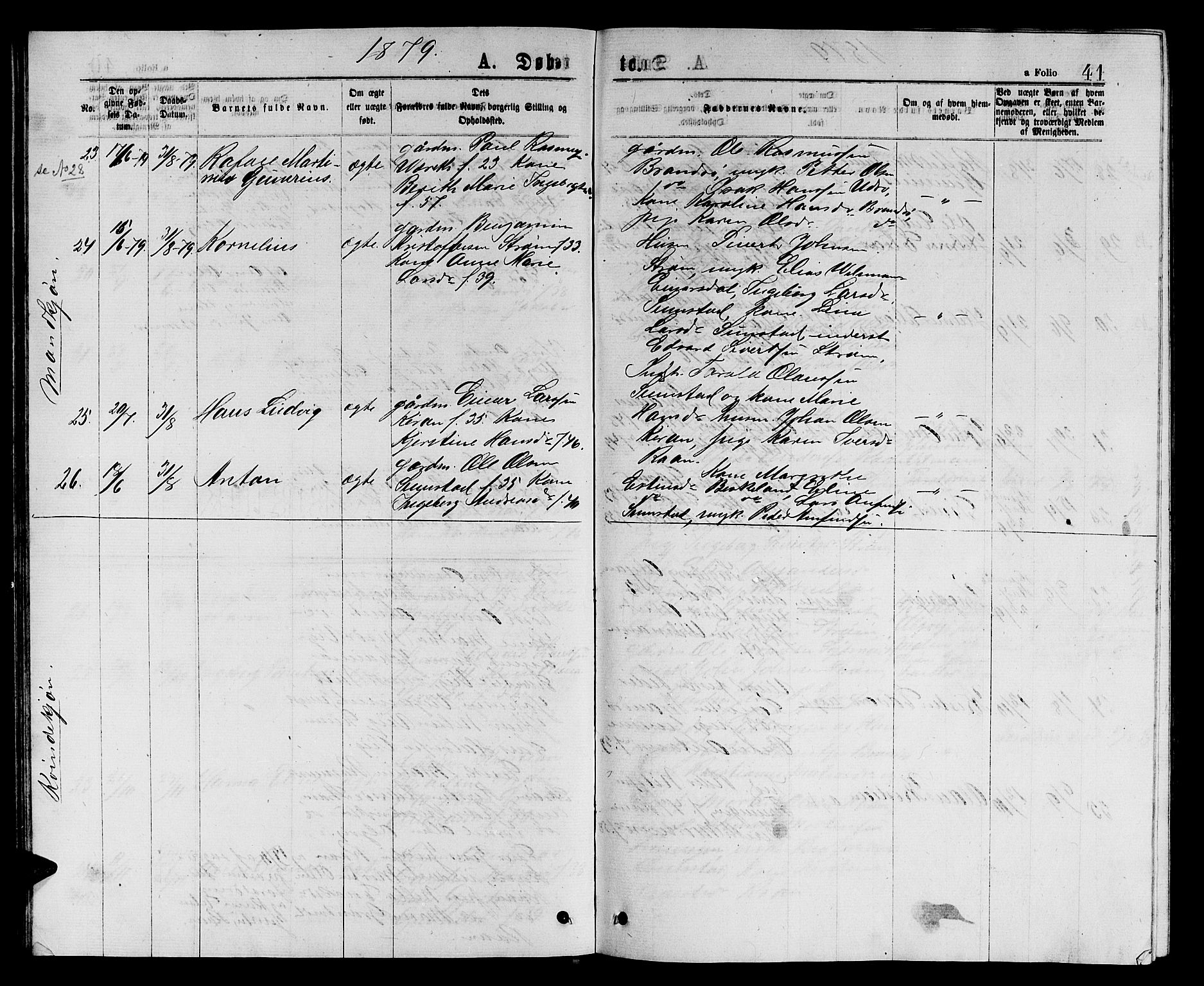 Ministerialprotokoller, klokkerbøker og fødselsregistre - Sør-Trøndelag, SAT/A-1456/657/L0715: Klokkerbok nr. 657C02, 1873-1888, s. 41
