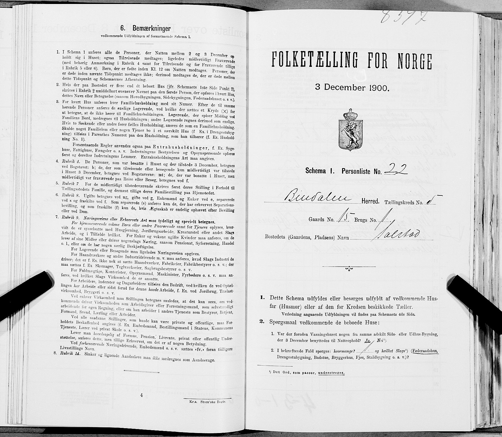 SAT, Folketelling 1900 for 1811 Bindal herred, 1900, s. 804