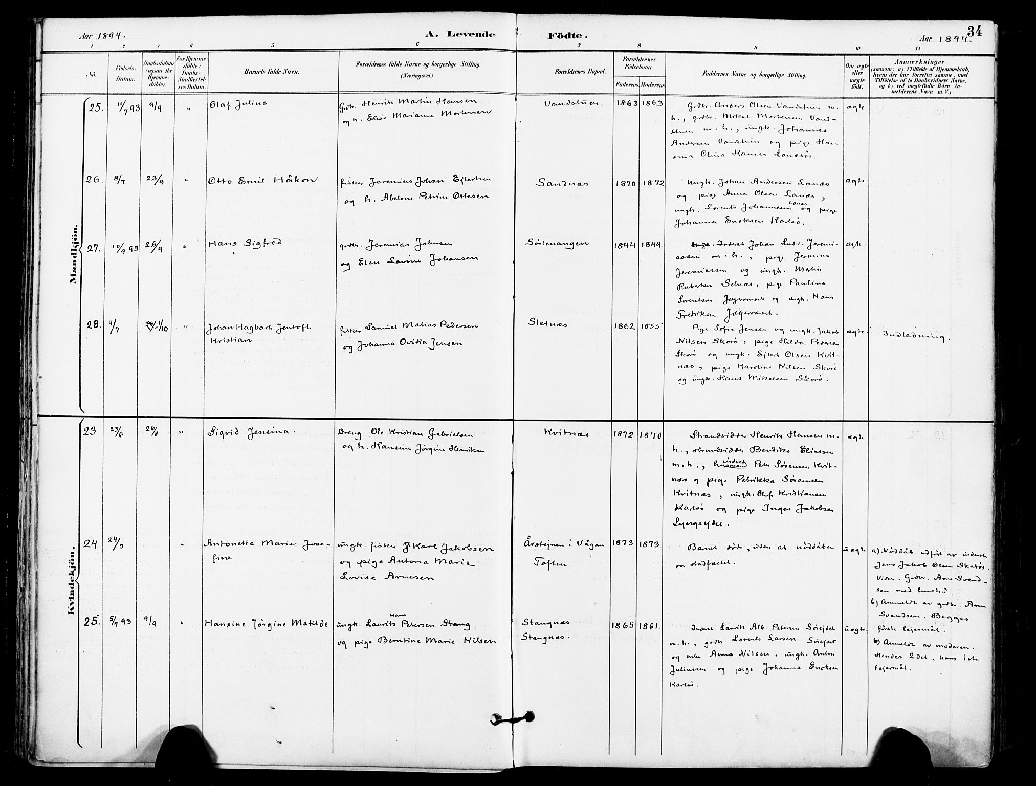 Karlsøy sokneprestembete, AV/SATØ-S-1299/H/Ha/Haa/L0007kirke: Ministerialbok nr. 7, 1891-1902, s. 34