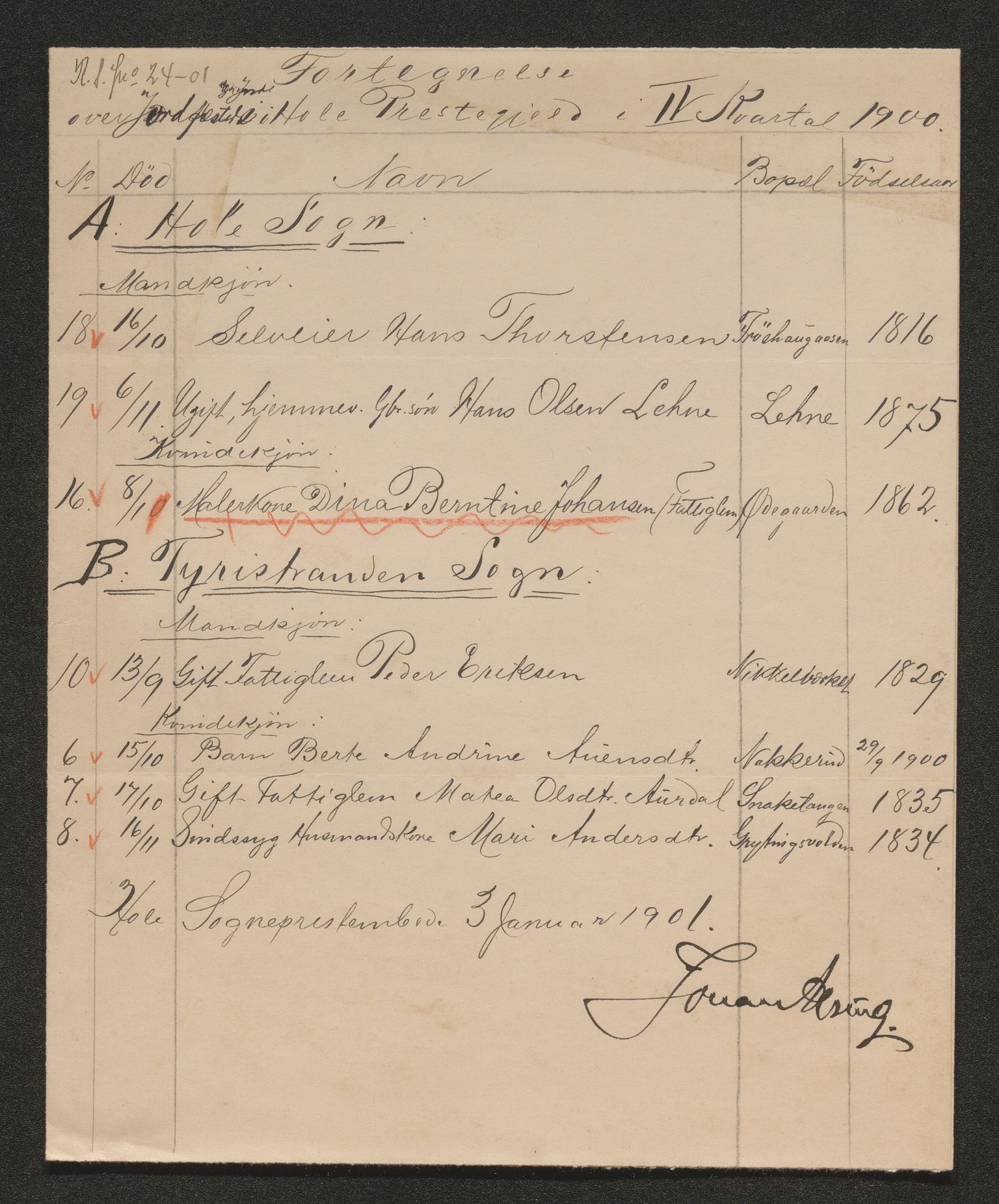 Ringerike sorenskriveri, AV/SAKO-A-105/H/Ha/Hab/L0018: Dødsfallslister Hole, 1838-1925