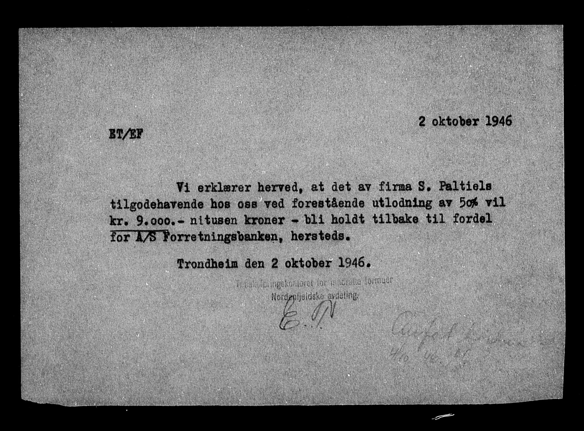 Justisdepartementet, Tilbakeføringskontoret for inndratte formuer, AV/RA-S-1564/H/Hc/Hca/L0906: --, 1945-1947, s. 363