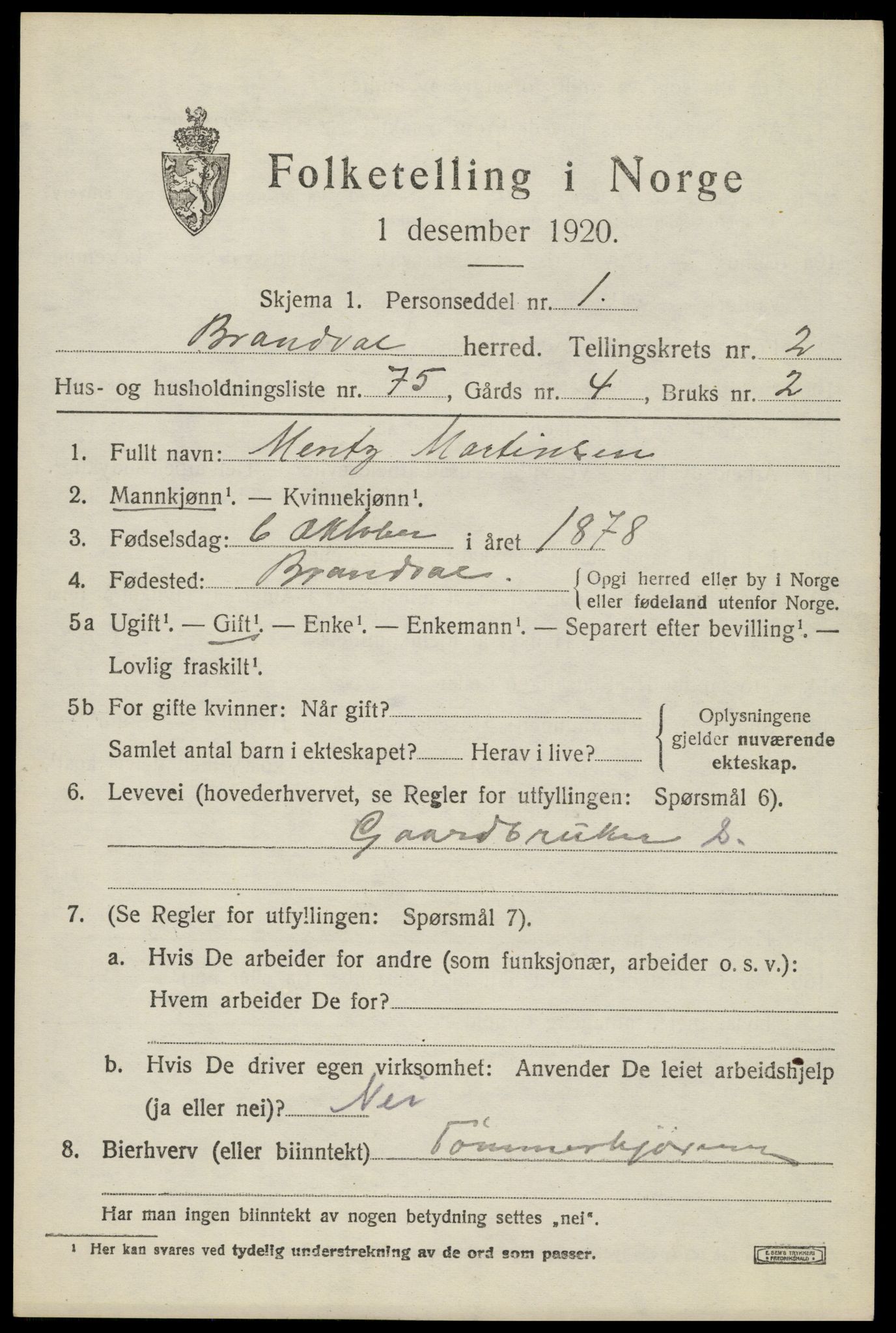 SAH, Folketelling 1920 for 0422 Brandval herred, 1920, s. 2980