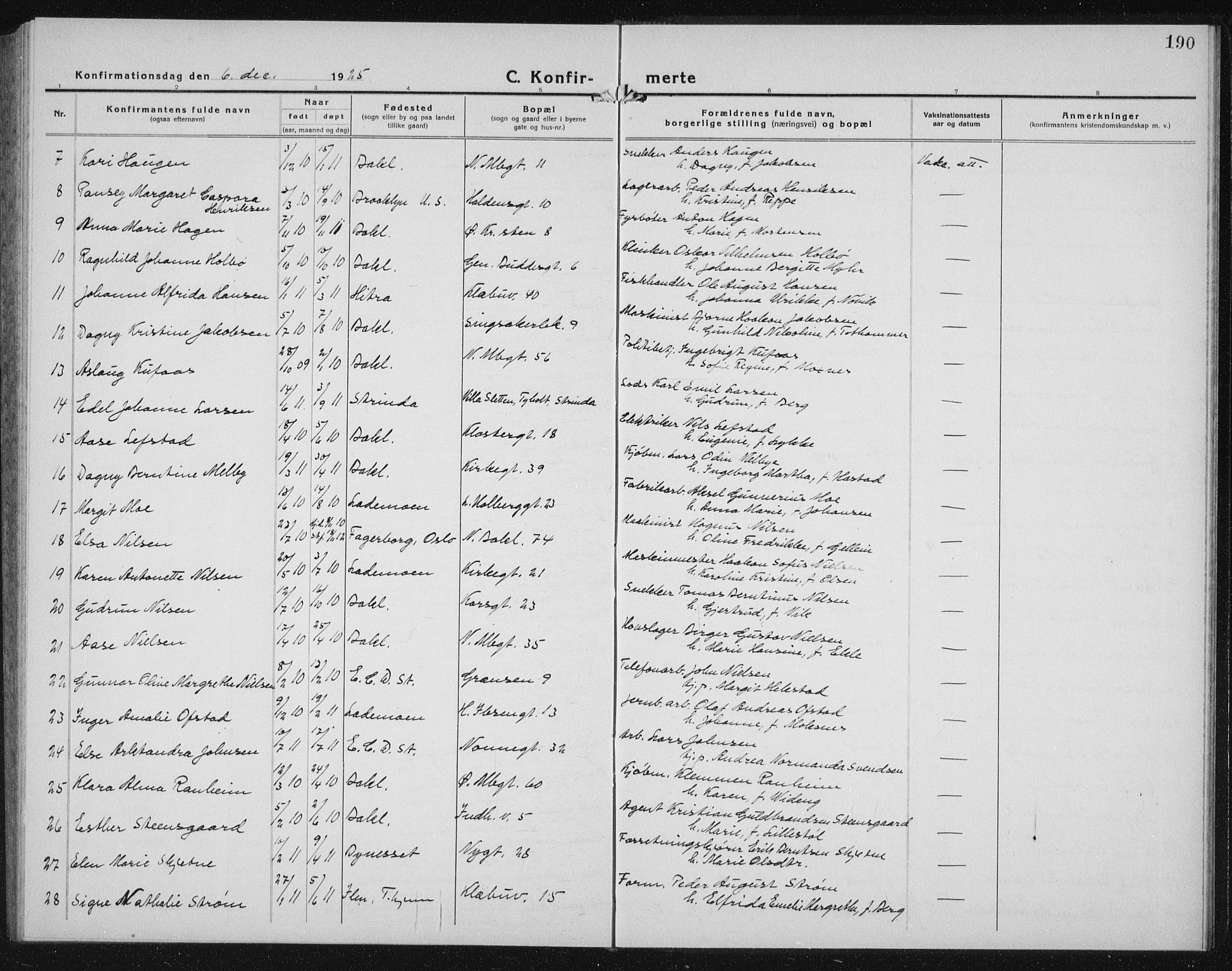 Ministerialprotokoller, klokkerbøker og fødselsregistre - Sør-Trøndelag, AV/SAT-A-1456/604/L0227: Klokkerbok nr. 604C10, 1923-1942, s. 190