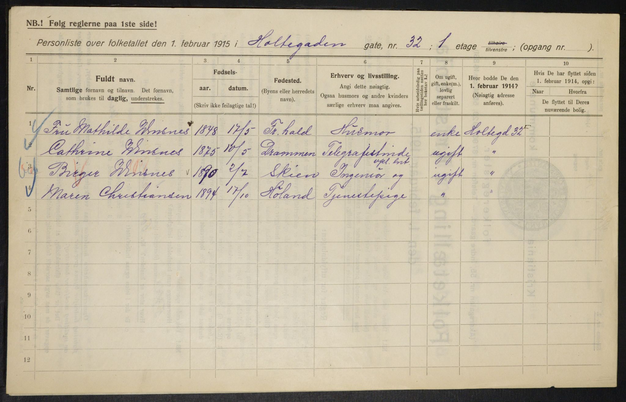 OBA, Kommunal folketelling 1.2.1915 for Kristiania, 1915, s. 40956