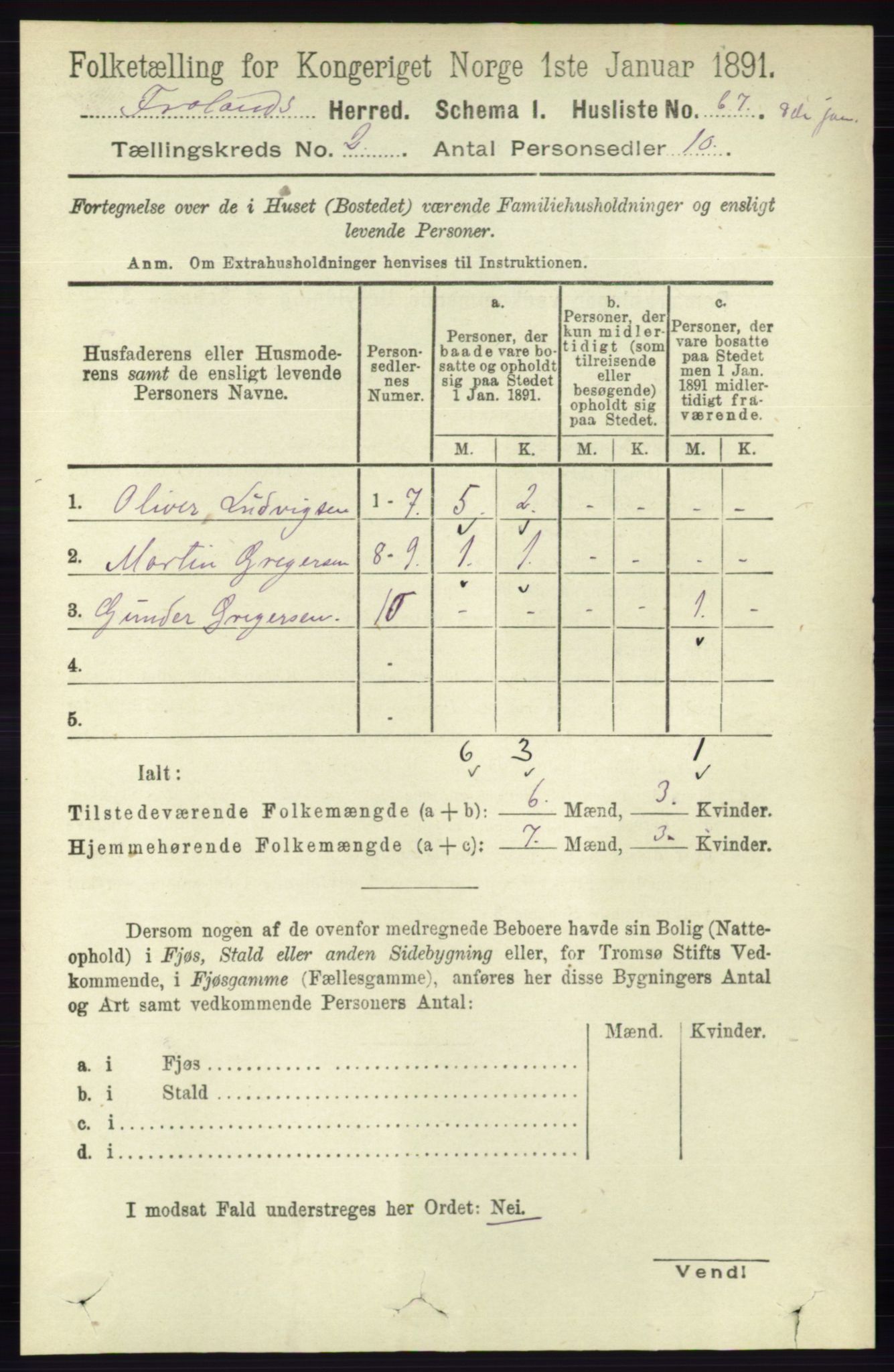 RA, Folketelling 1891 for 0919 Froland herred, 1891, s. 470