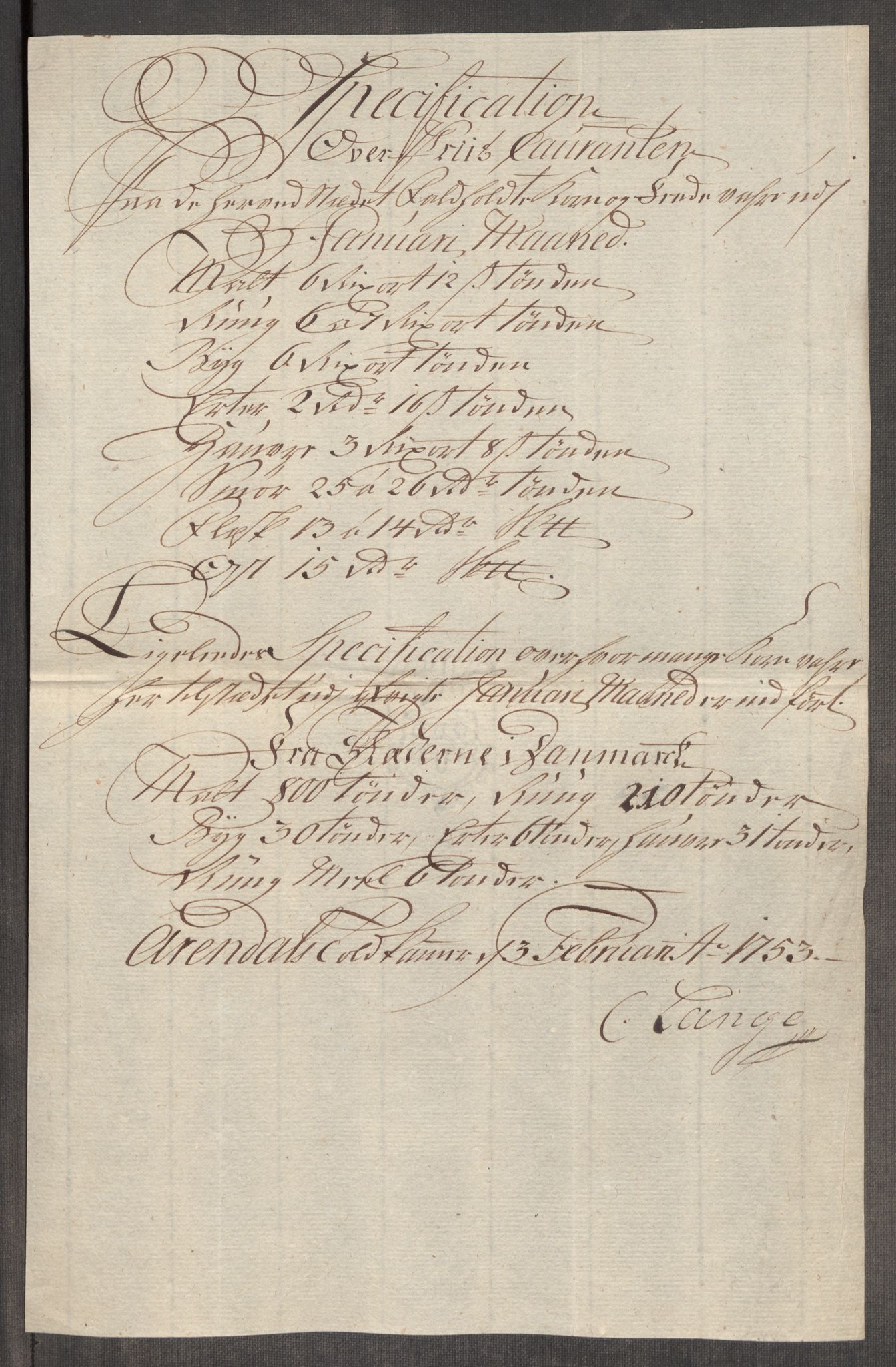 Rentekammeret inntil 1814, Realistisk ordnet avdeling, AV/RA-EA-4070/Oe/L0005: [Ø1]: Priskuranter, 1753-1757, s. 130