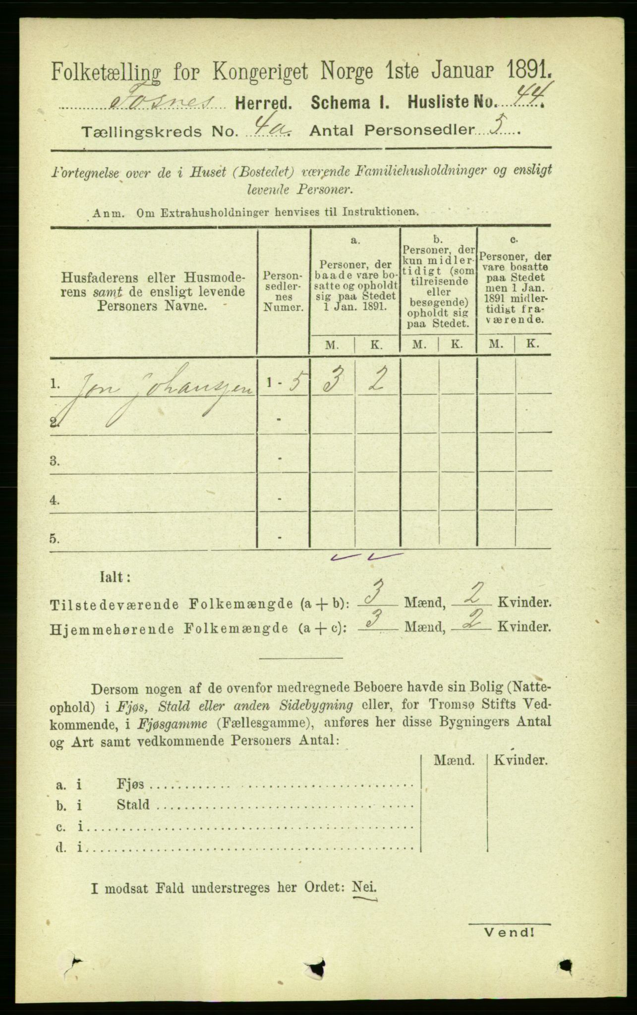 RA, Folketelling 1891 for 1748 Fosnes herred, 1891, s. 1383