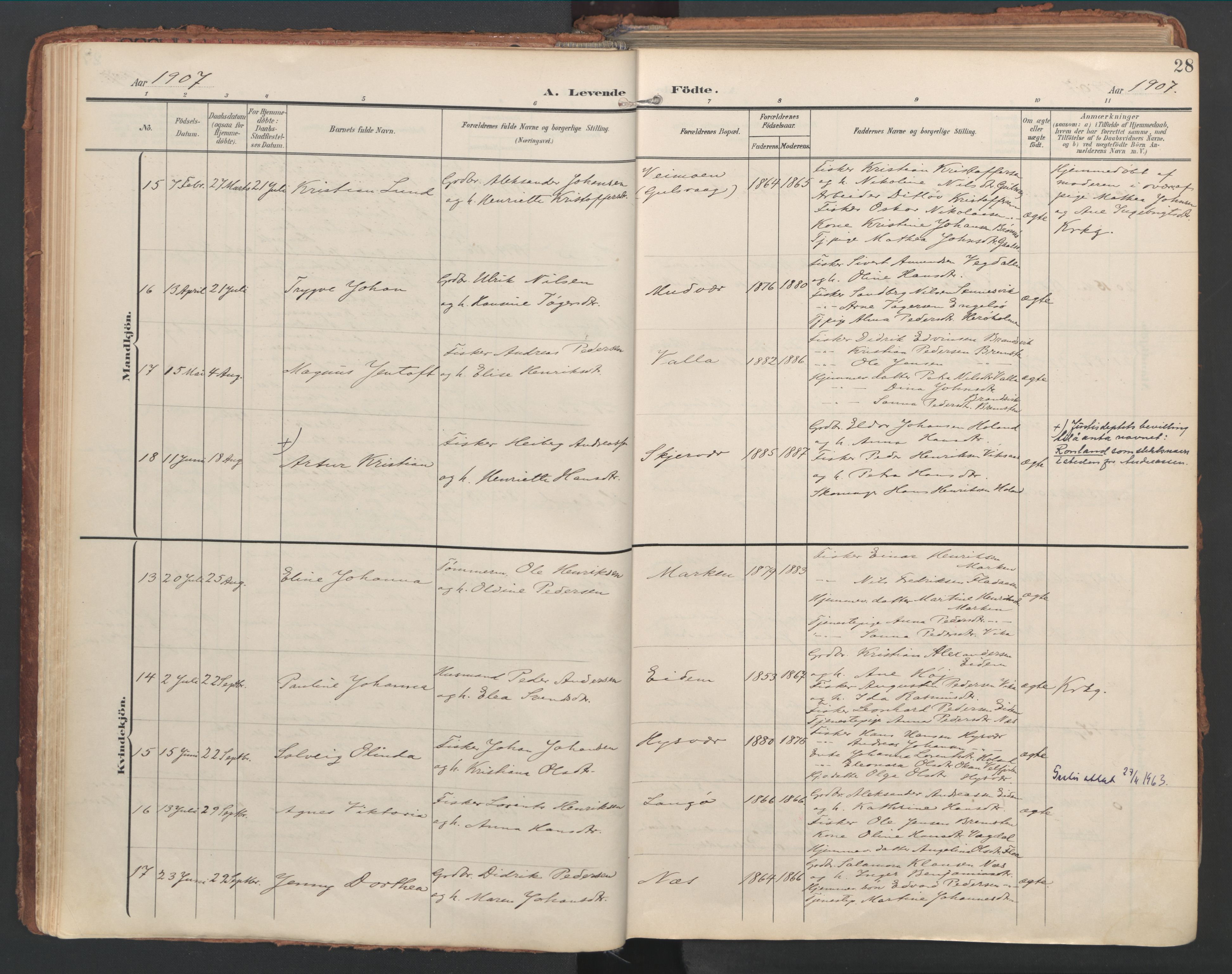 Ministerialprotokoller, klokkerbøker og fødselsregistre - Nordland, AV/SAT-A-1459/816/L0250: Ministerialbok nr. 816A16, 1903-1923, s. 28