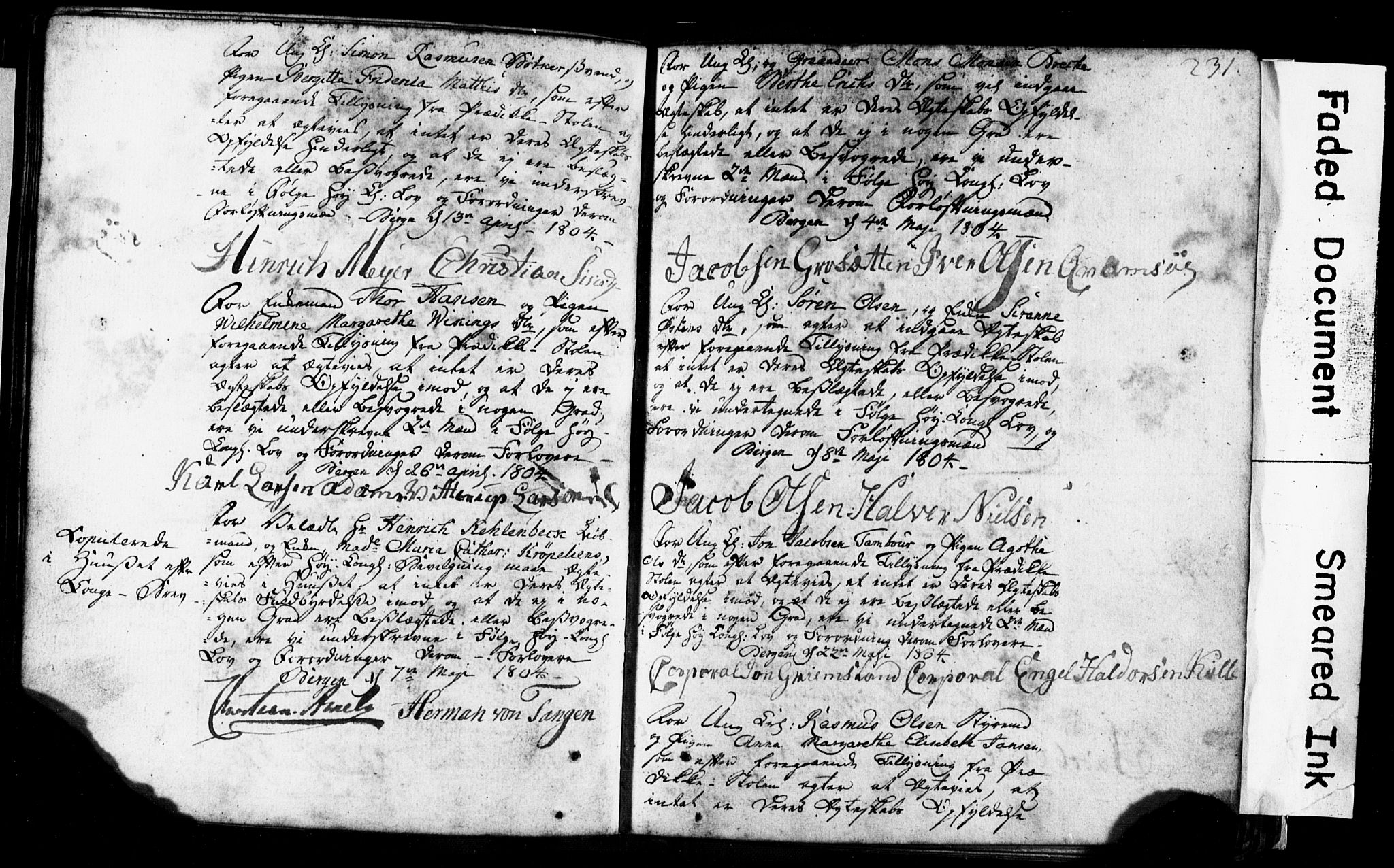 Korskirken sokneprestembete, SAB/A-76101: Forlovererklæringer nr. II.5.1, 1776-1816, s. 231