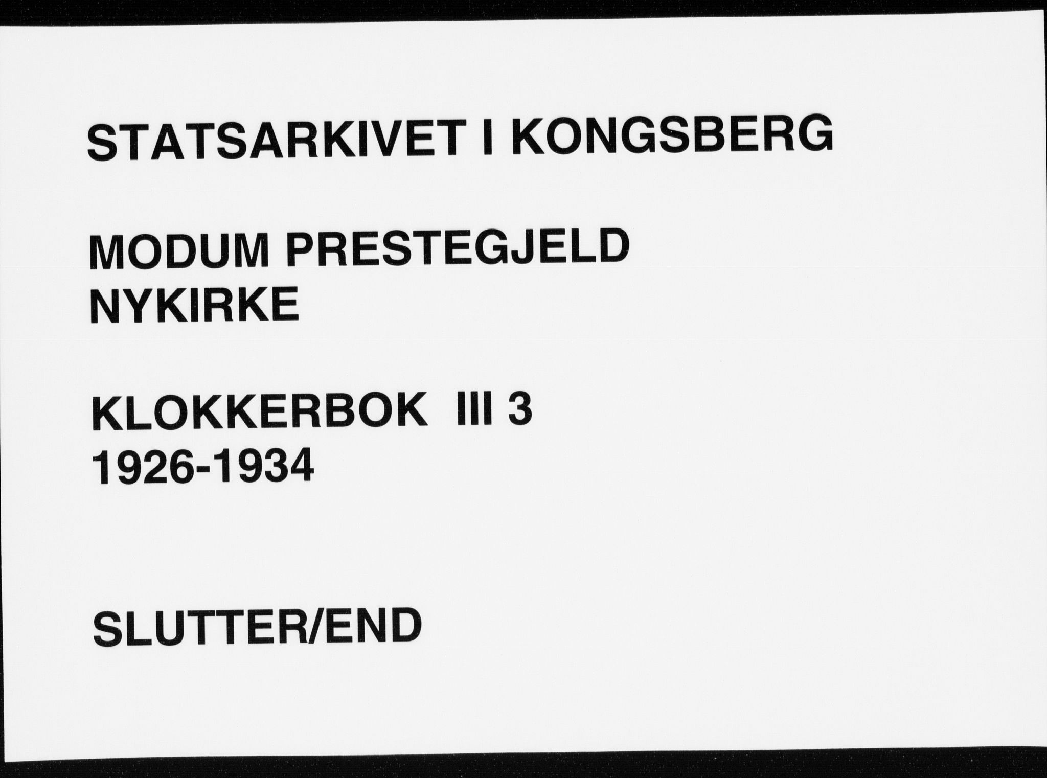 Modum kirkebøker, AV/SAKO-A-234/G/Gc/L0003: Klokkerbok nr. III 3, 1926-1934