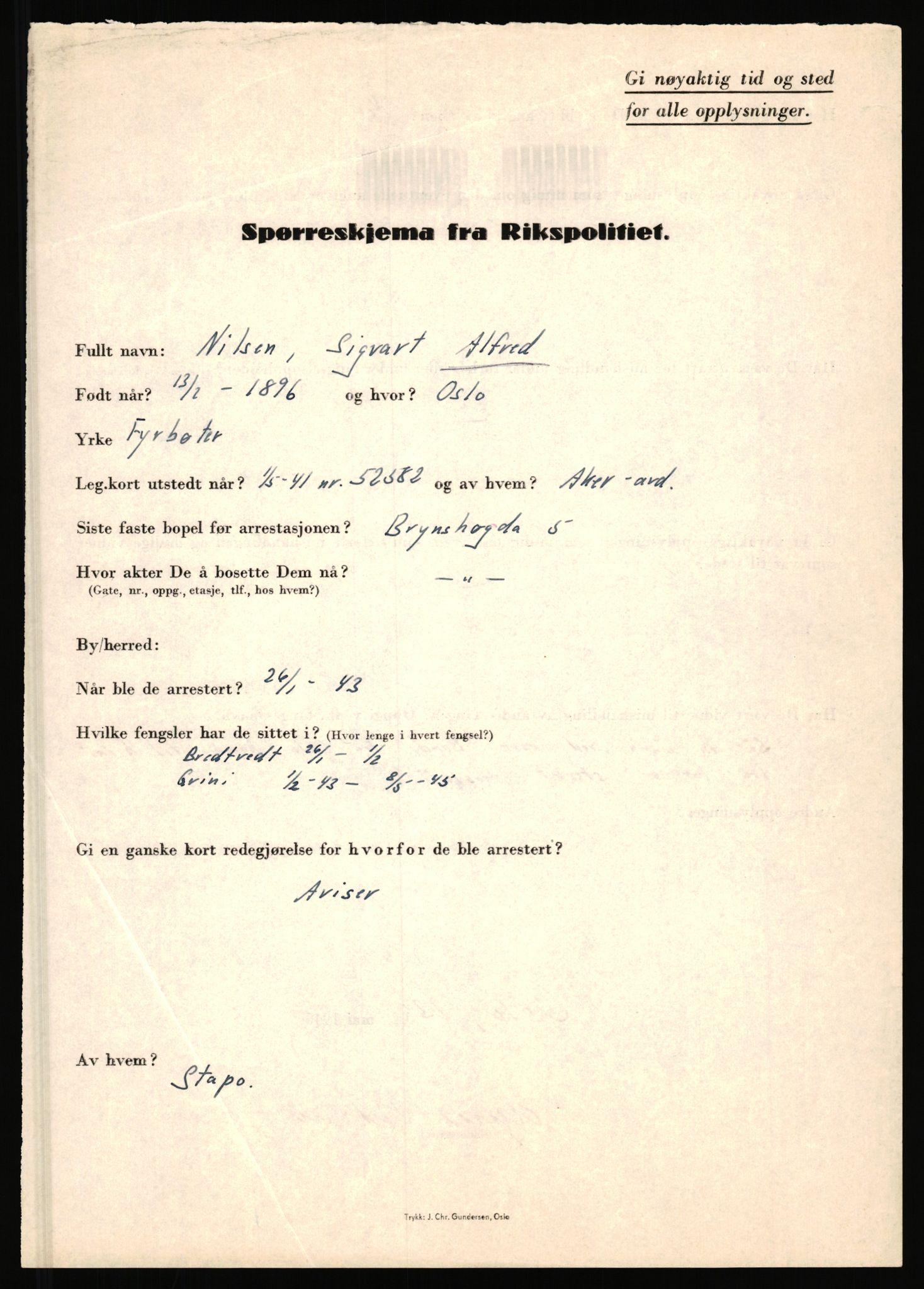 Rikspolitisjefen, AV/RA-S-1560/L/L0012: Mogensen, Øivind - Noraas, Lars, 1940-1945, s. 524