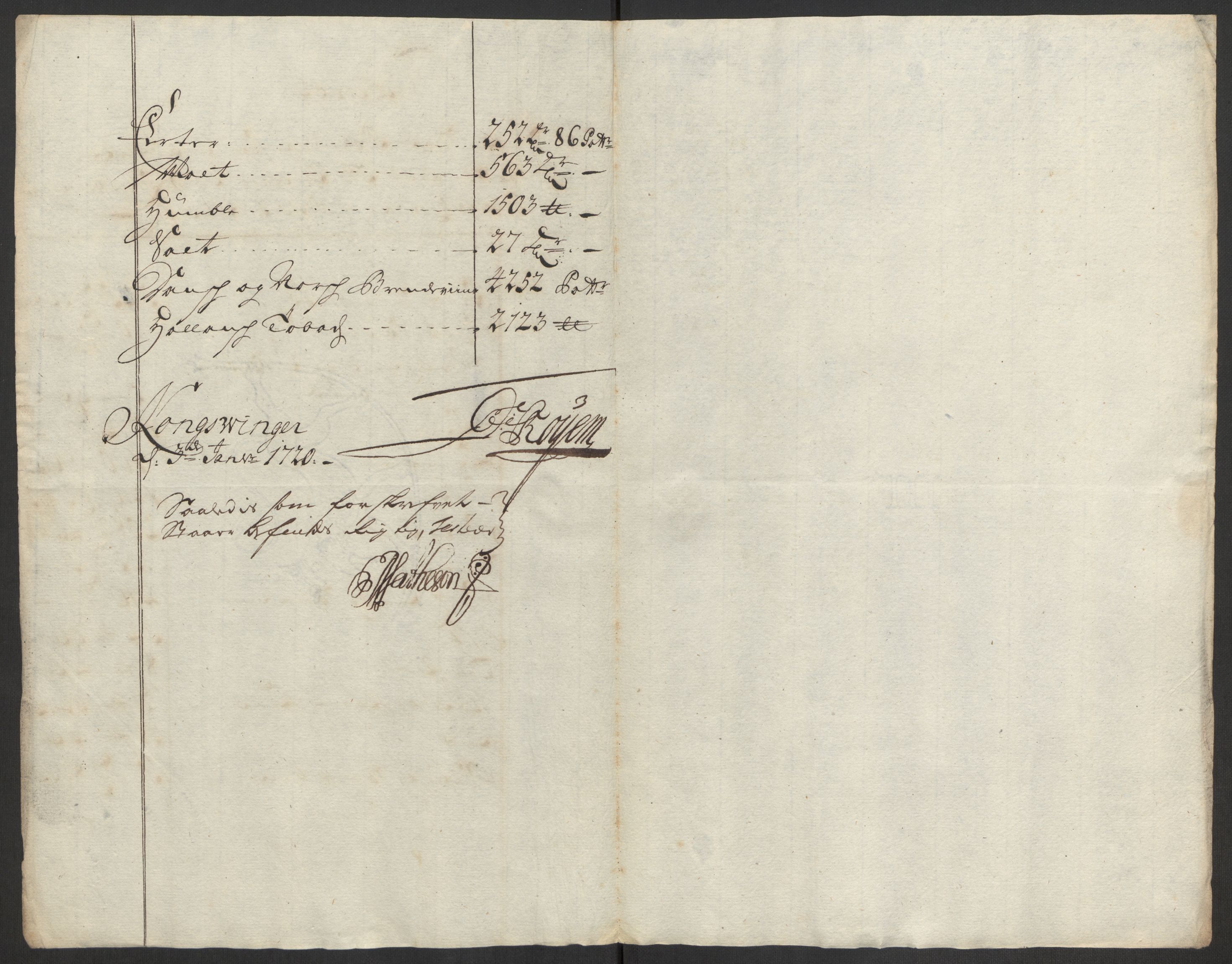 Kommanderende general (KG I) med Det norske krigsdirektorium, AV/RA-EA-5419/D/L0168: Kongsvinger festning: Brev, regnskapsekstrakter og inventarlister, 1720