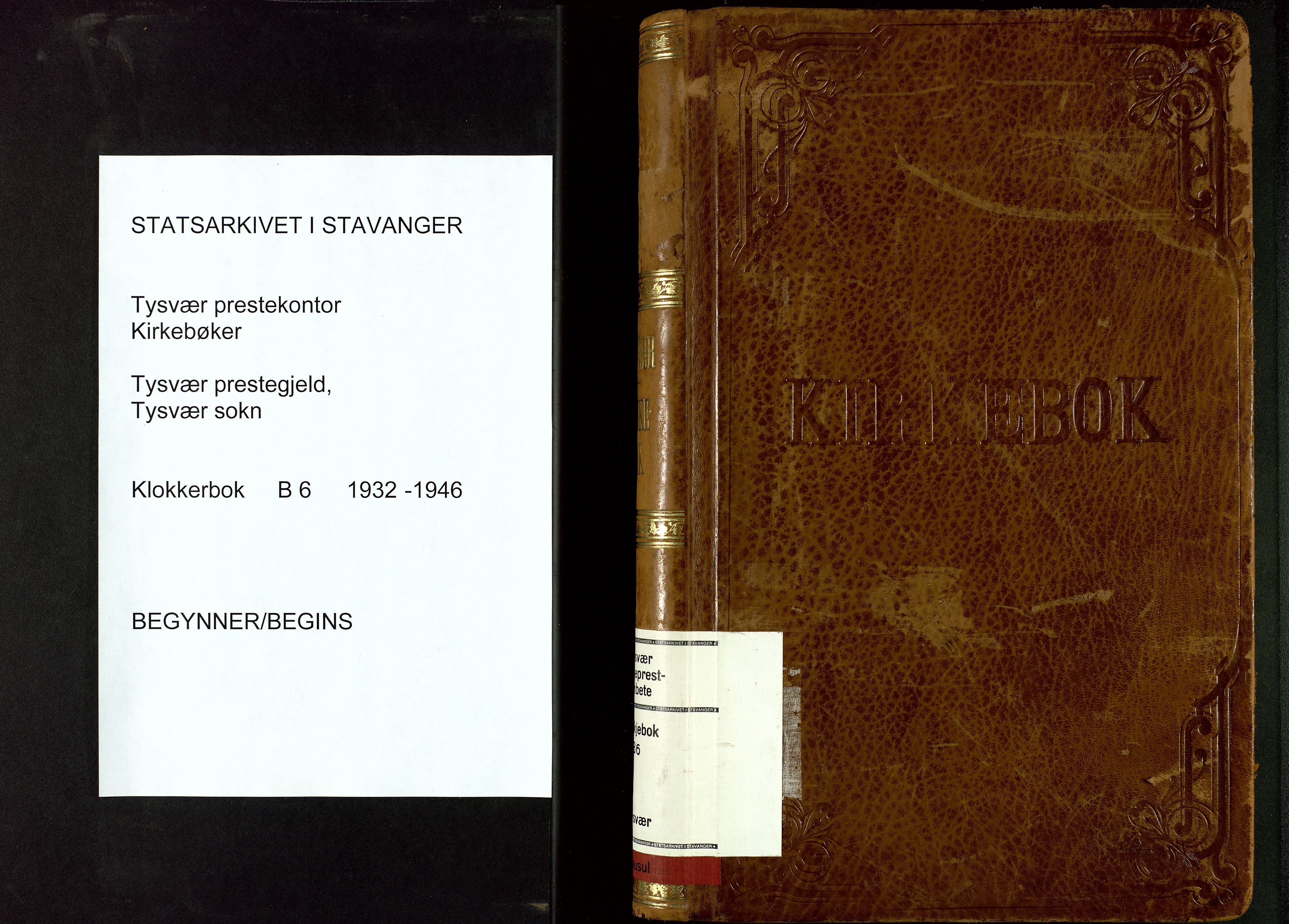 Tysvær sokneprestkontor, AV/SAST-A -101864/H/Ha/Hab/L0006: Klokkerbok nr. B 6, 1932-1946