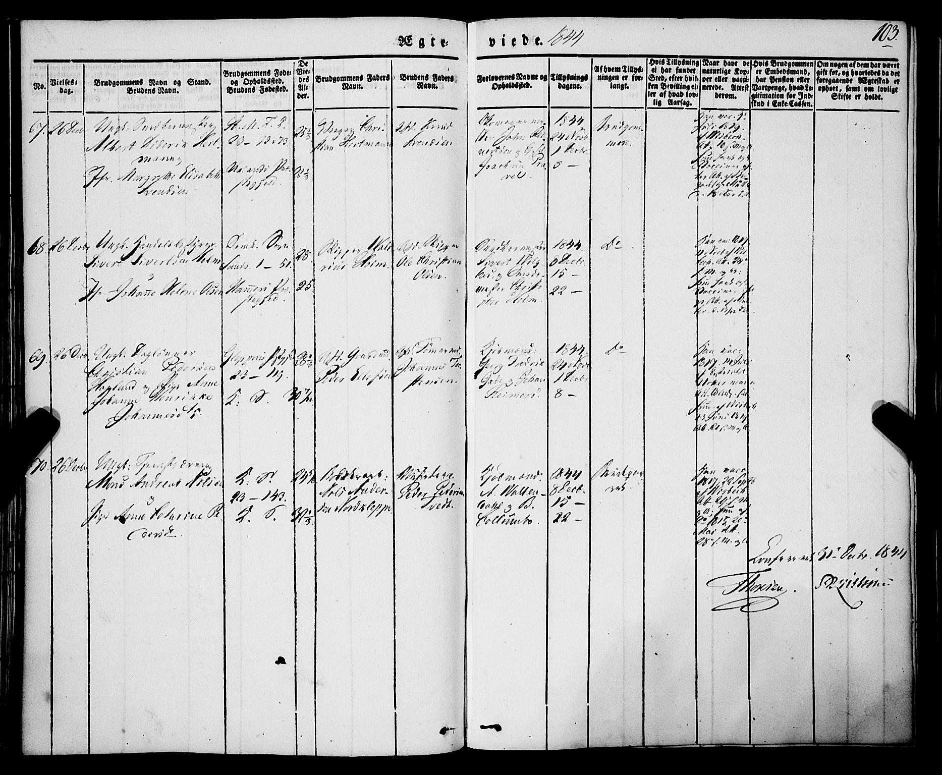 Korskirken sokneprestembete, AV/SAB-A-76101/H/Haa/L0034: Ministerialbok nr. D 1, 1832-1852, s. 103