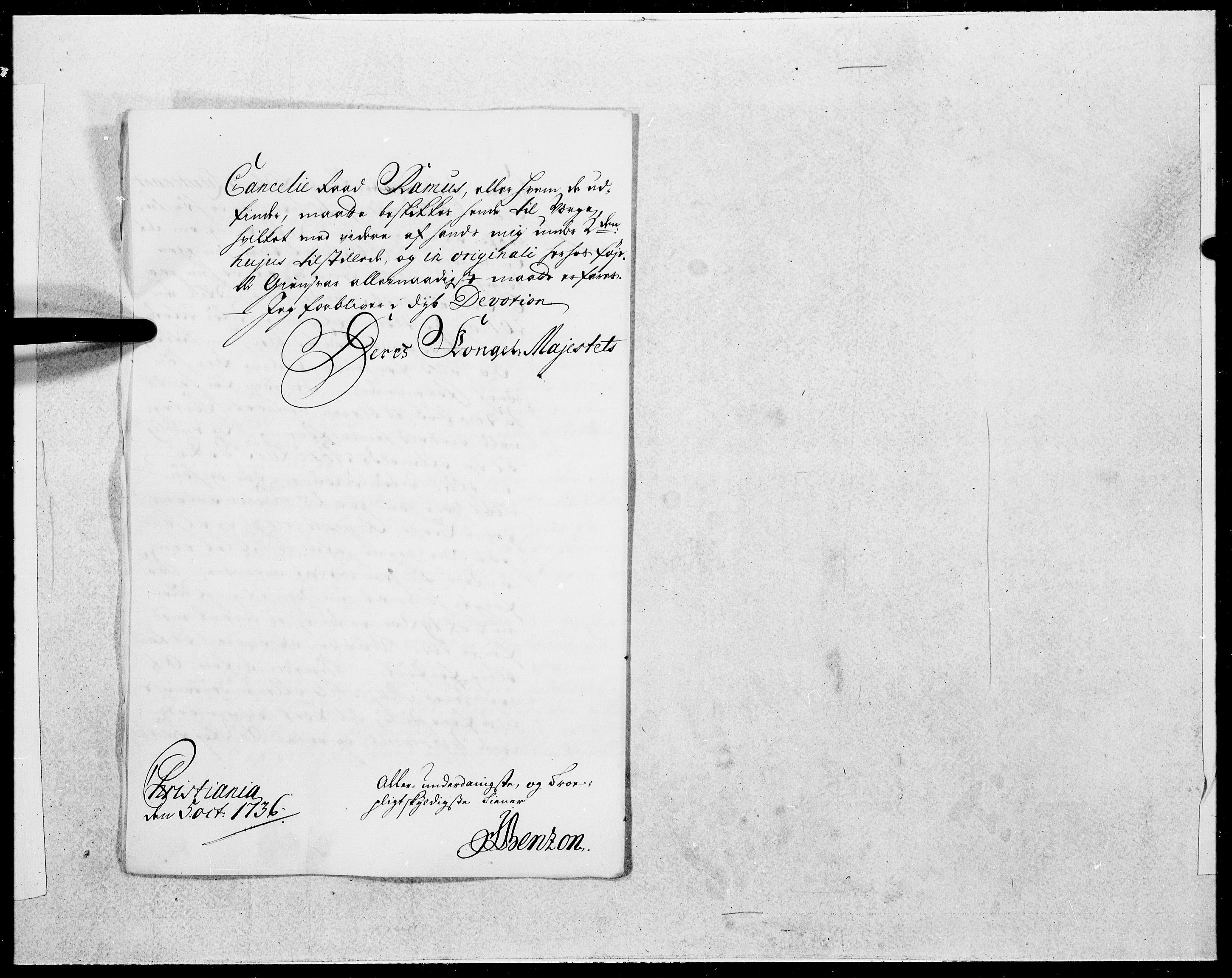 Danske Kanselli 1572-1799, AV/RA-EA-3023/F/Fc/Fcc/Fcca/L0123: Norske innlegg 1572-1799, 1736, s. 404