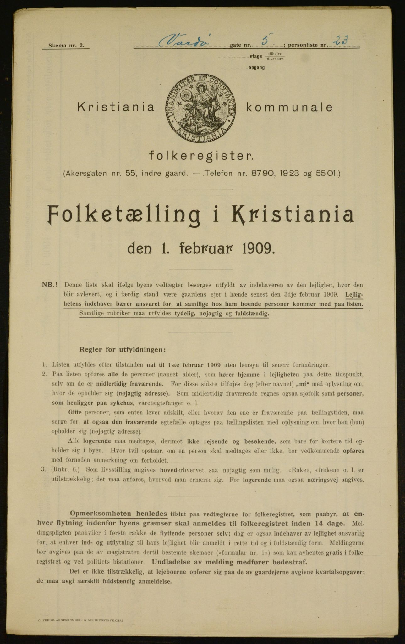 OBA, Kommunal folketelling 1.2.1909 for Kristiania kjøpstad, 1909, s. 110600