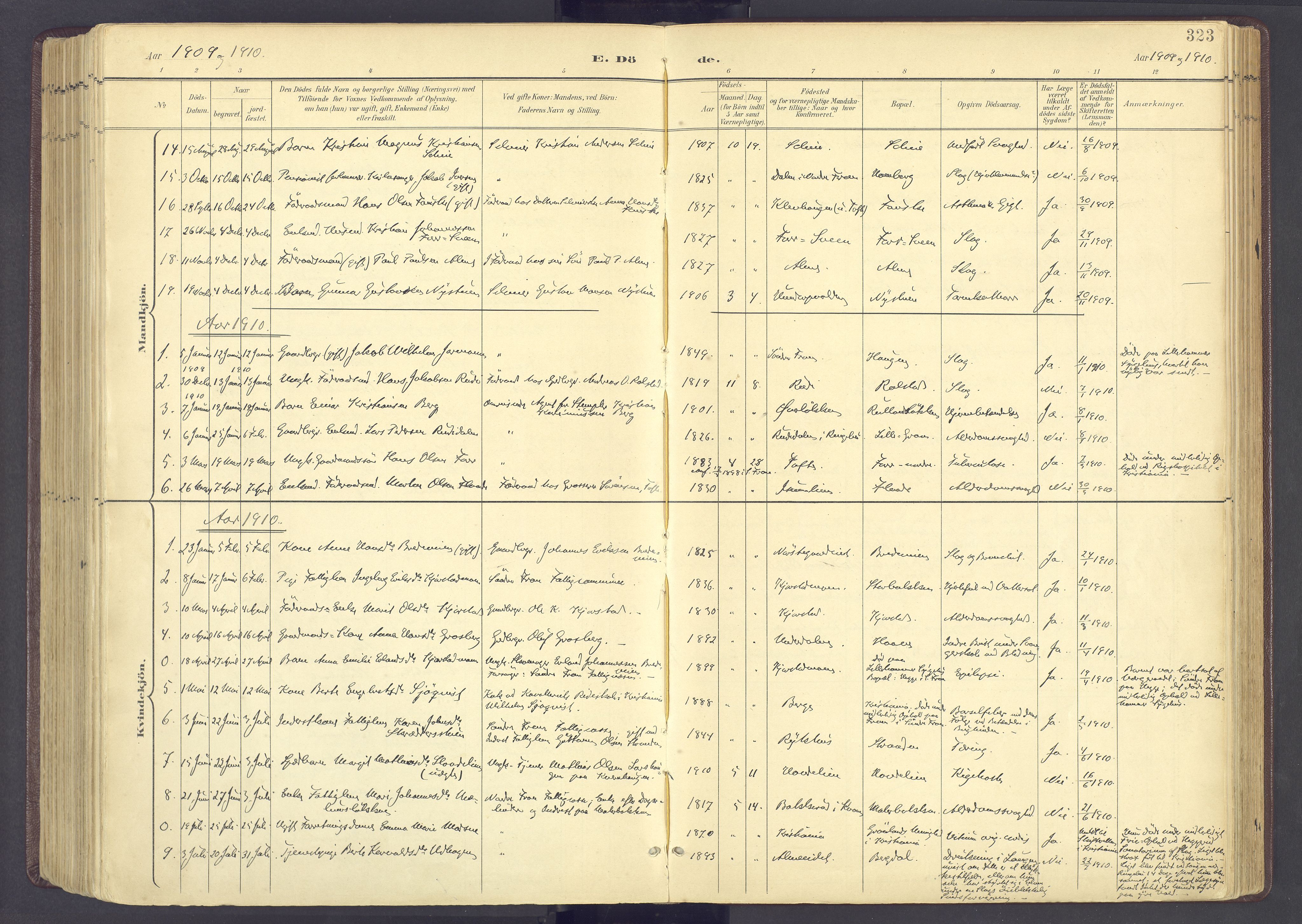 Sør-Fron prestekontor, SAH/PREST-010/H/Ha/Haa/L0004: Ministerialbok nr. 4, 1898-1919, s. 323