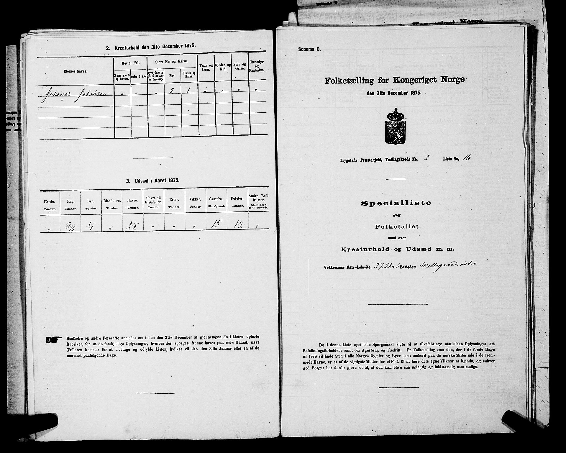 RA, Folketelling 1875 for 0122P Trøgstad prestegjeld, 1875, s. 189