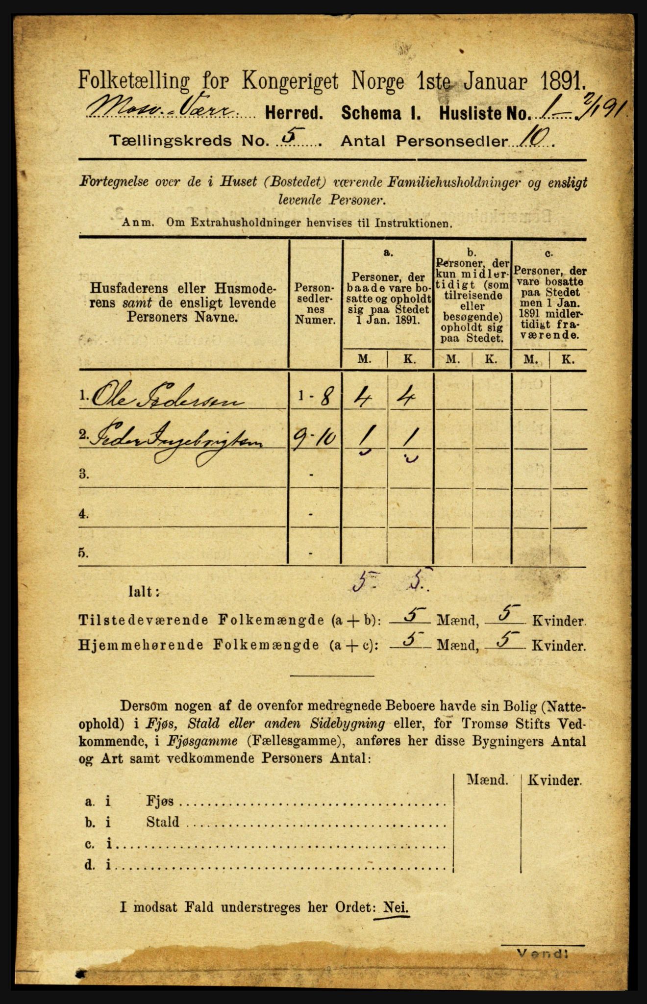 RA, Folketelling 1891 for 1723 Mosvik og Verran herred, 1891, s. 1897