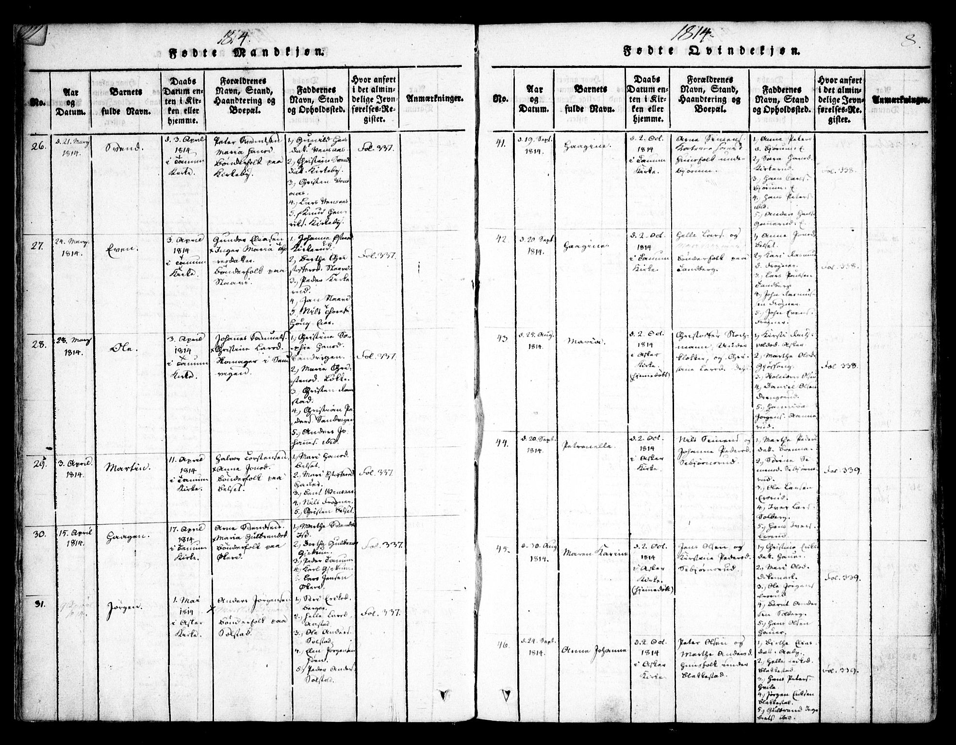 Asker prestekontor Kirkebøker, SAO/A-10256a/F/Fa/L0006: Ministerialbok nr. I 6, 1814-1824, s. 8