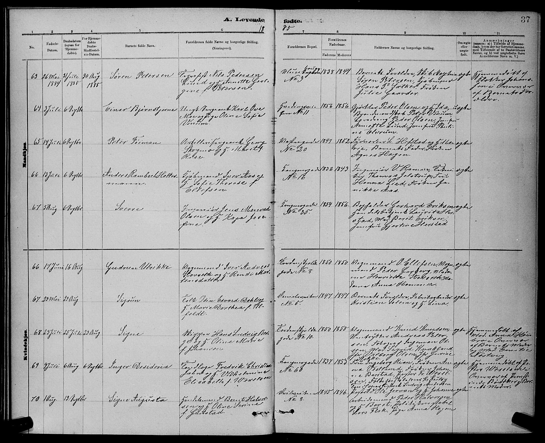 Ministerialprotokoller, klokkerbøker og fødselsregistre - Sør-Trøndelag, SAT/A-1456/601/L0092: Klokkerbok nr. 601C10, 1884-1897, s. 37