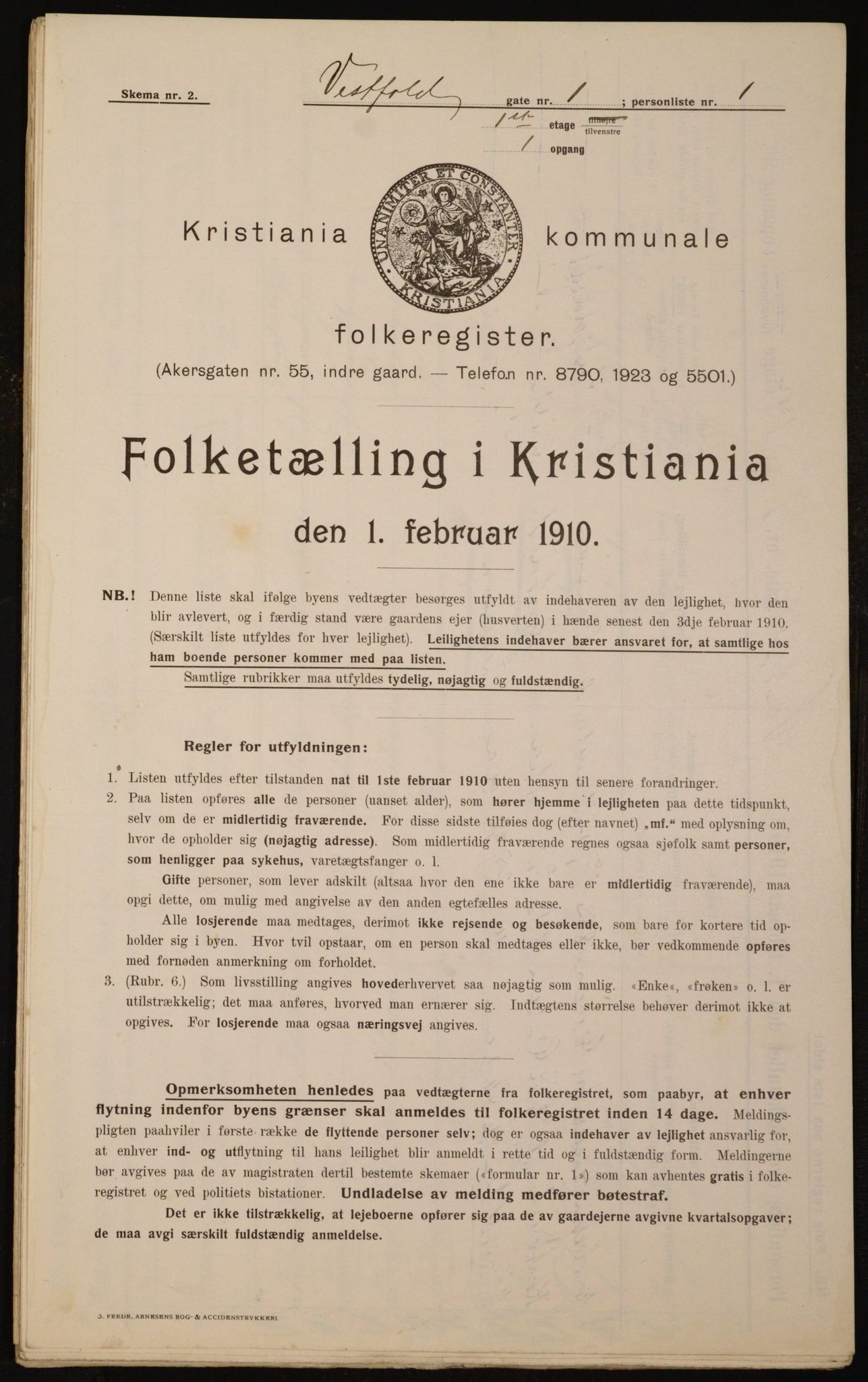 OBA, Kommunal folketelling 1.2.1910 for Kristiania, 1910, s. 116000