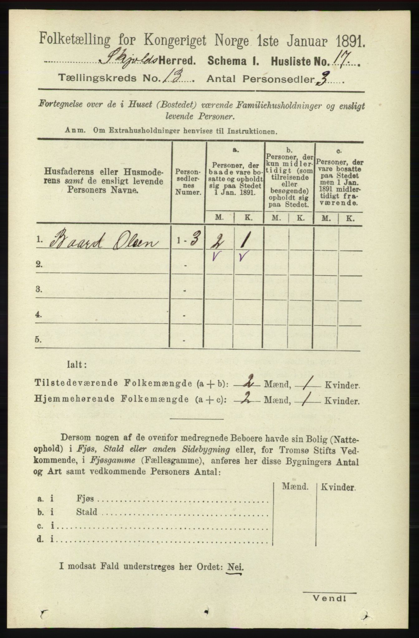 RA, Folketelling 1891 for 1154 Skjold herred, 1891, s. 2387