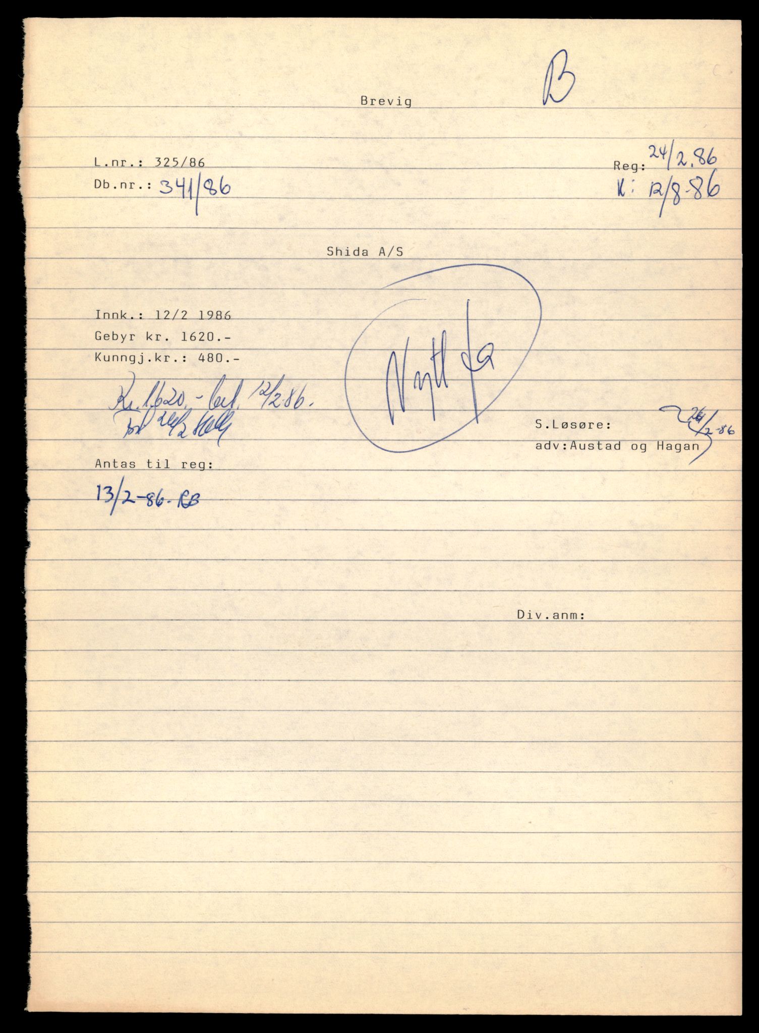 Asker og Bærum tingrett, AV/SAT-A-10379/K/Kb/Kbb/L0140: Aksjeselskap og andelslag i Bærum, Sh - Skanc, 1944-1989, s. 1