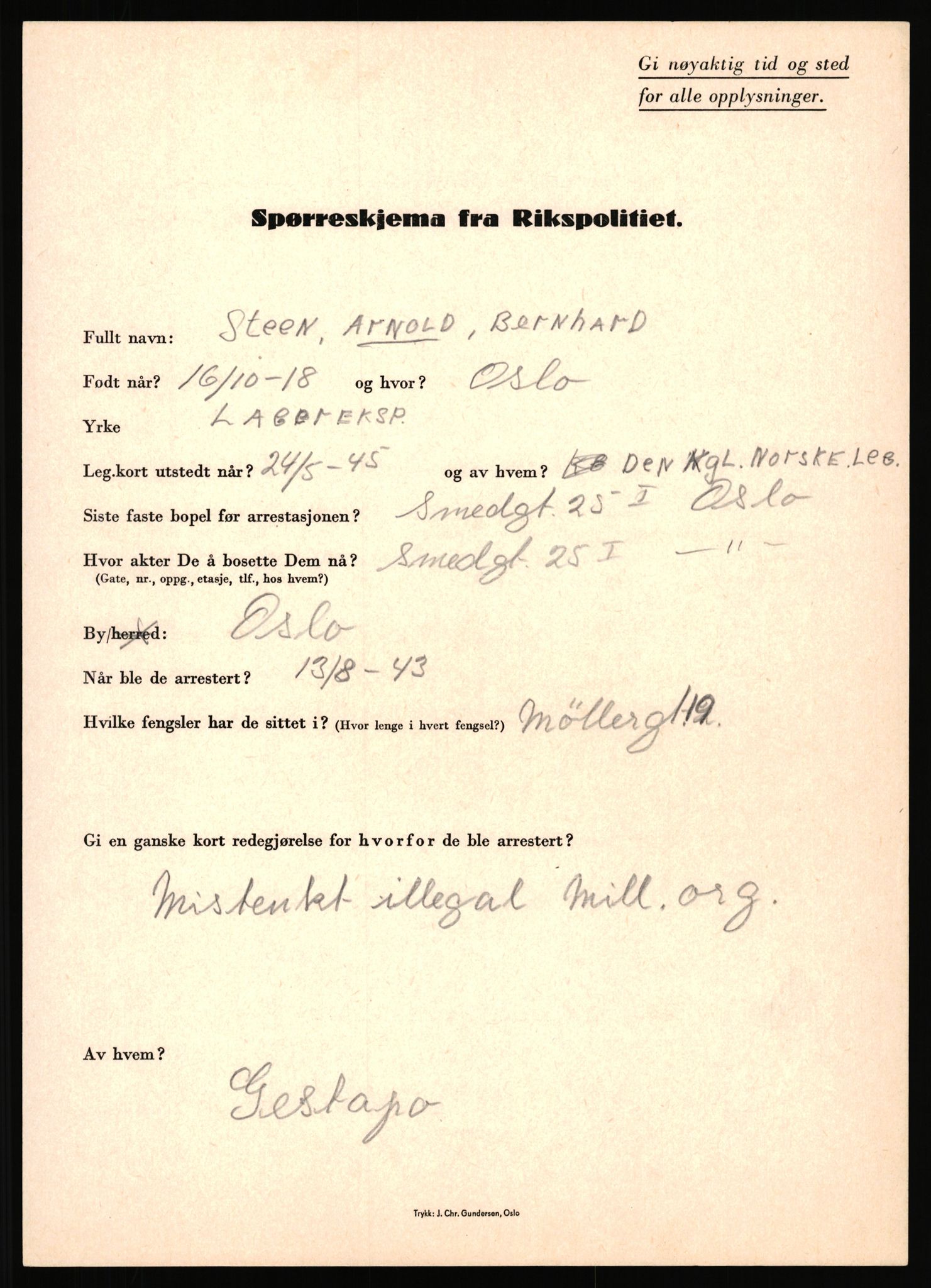 Rikspolitisjefen, AV/RA-S-1560/L/L0015: Scharff, Carlo Max - Stephensen, Gudrun, 1940-1945, s. 1101