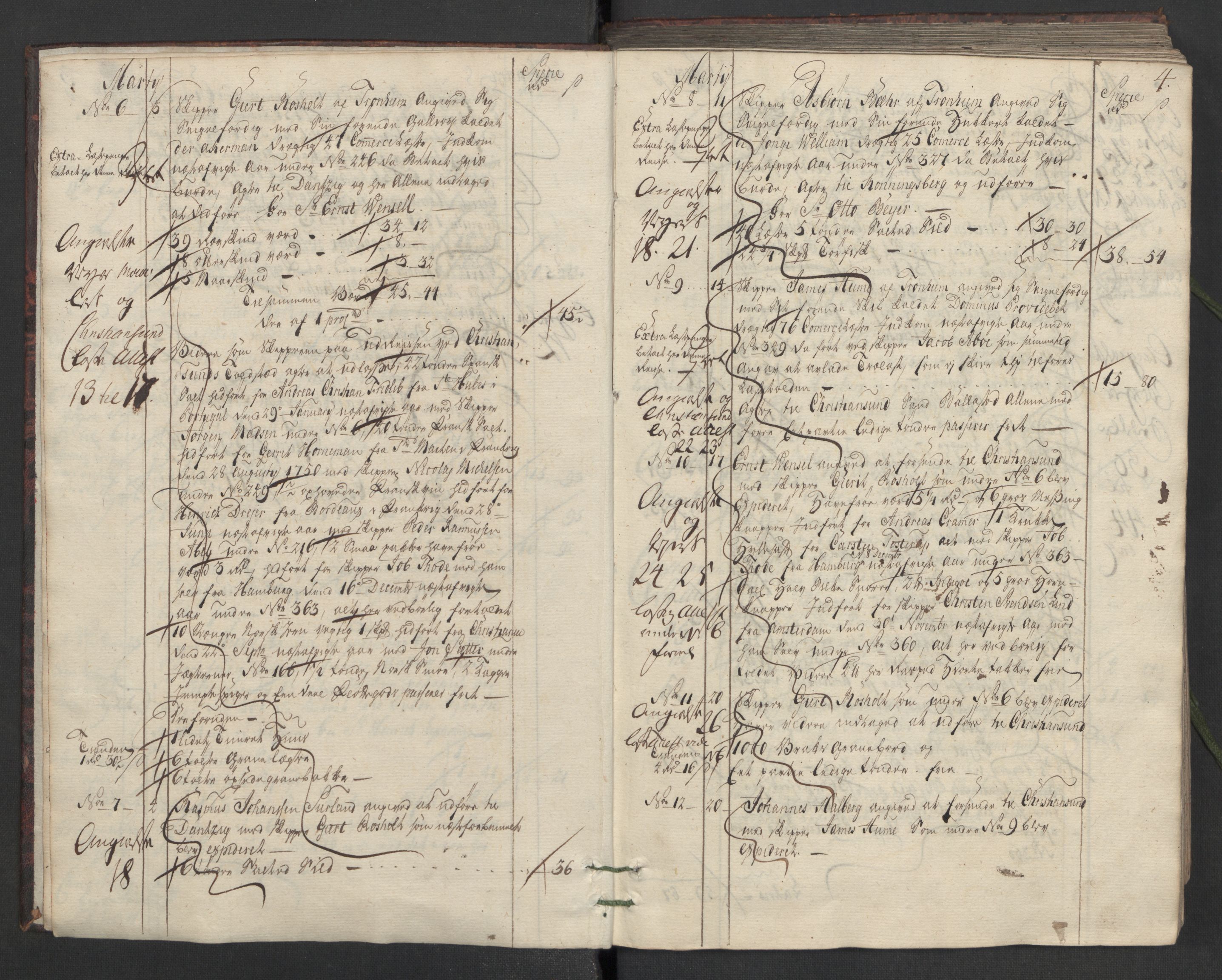 Generaltollkammeret, tollregnskaper, AV/RA-EA-5490/R33/L0030/0001: Tollregnskaper Trondheim A / Utgående hovedtollbok, 1752