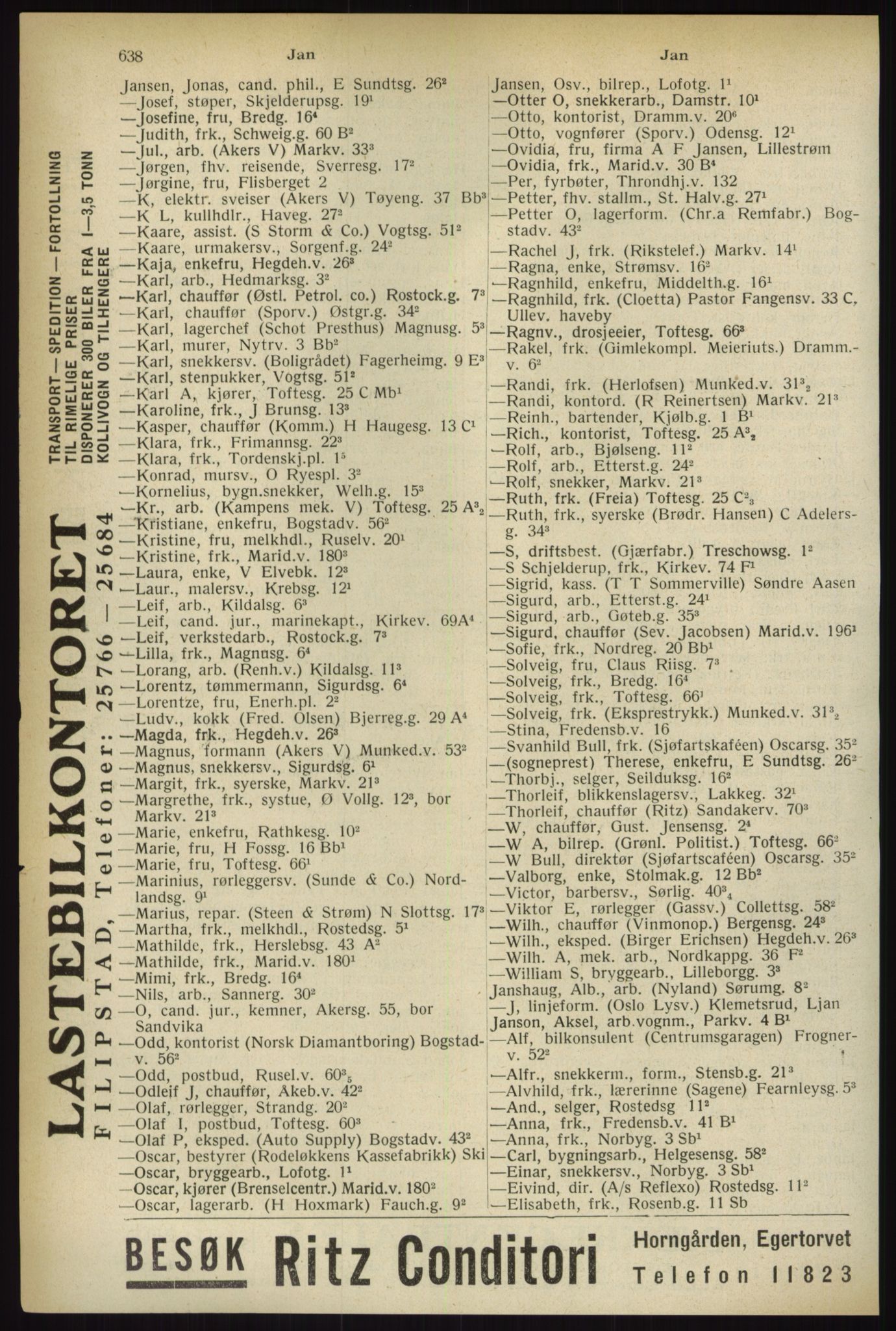 Kristiania/Oslo adressebok, PUBL/-, 1933, s. 638