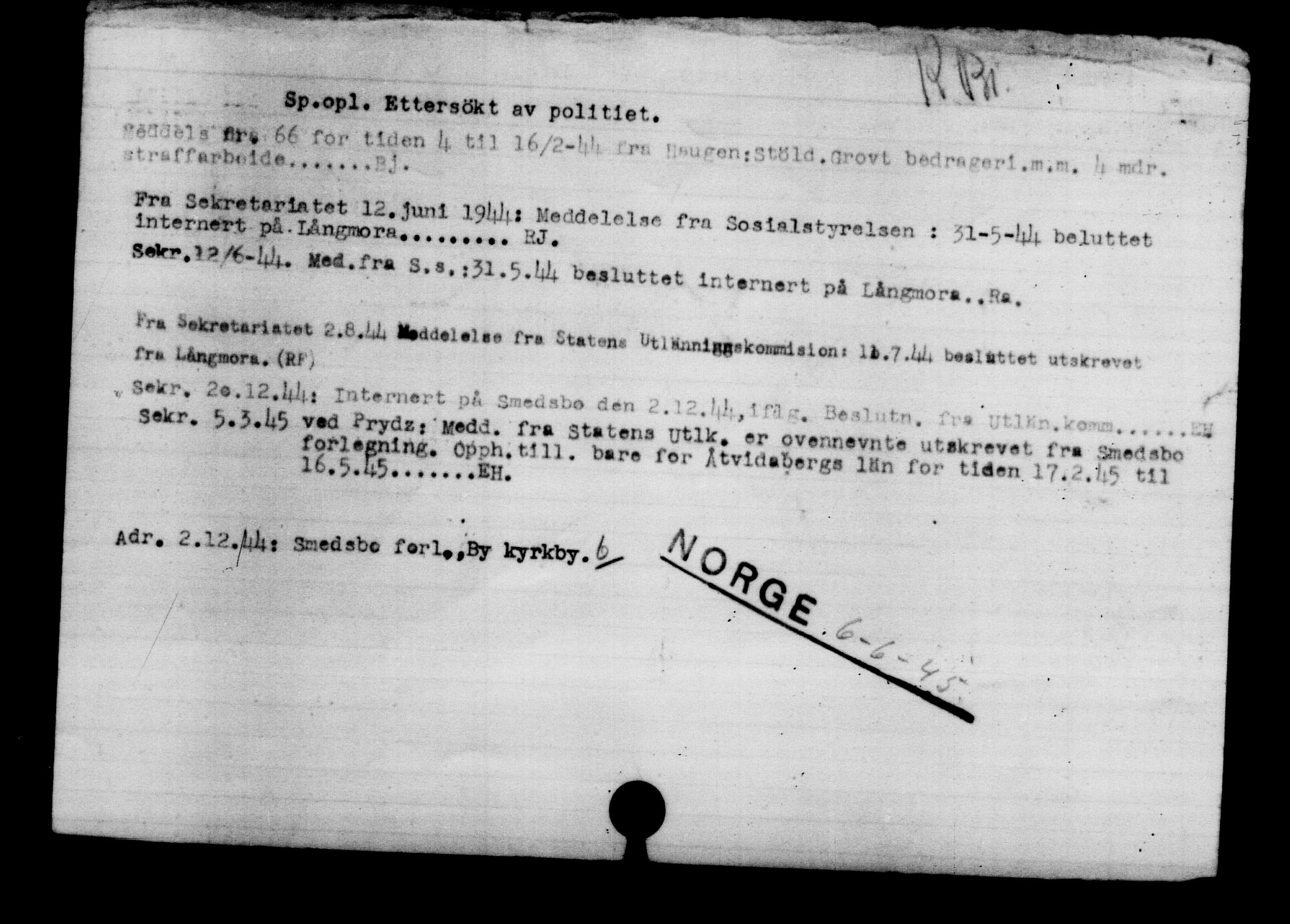 Utenriksstasjonene, Legasjonen i Stockholm, Flyktningkontoret, AV/RA-S-6753/V/Va/L0003: Kjesäterkartoteket, flyktninger med registreringsnr. 2001-3495, 1940-1945, s. 1781