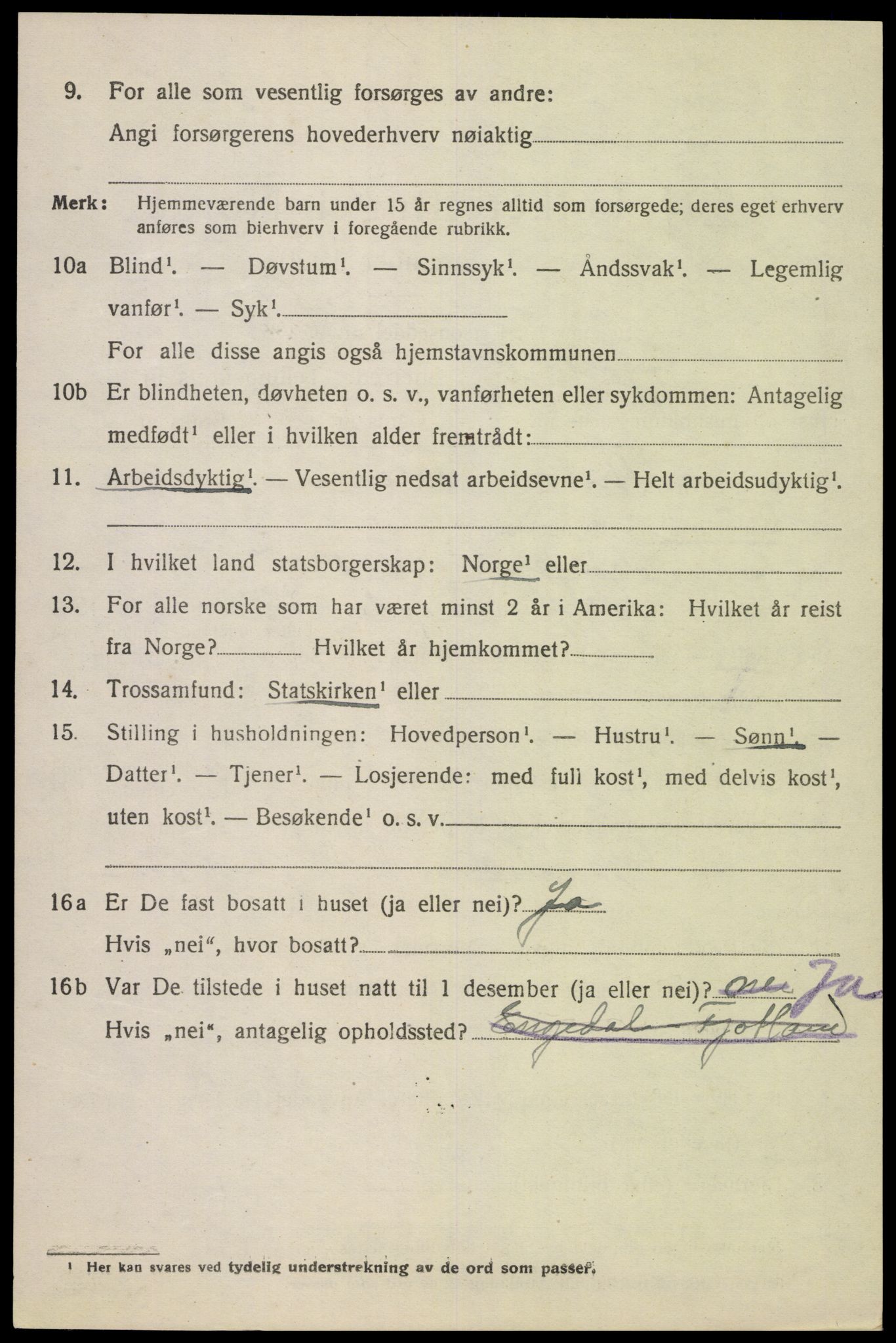 SAK, Folketelling 1920 for 1036 Fjotland herred, 1920, s. 2043