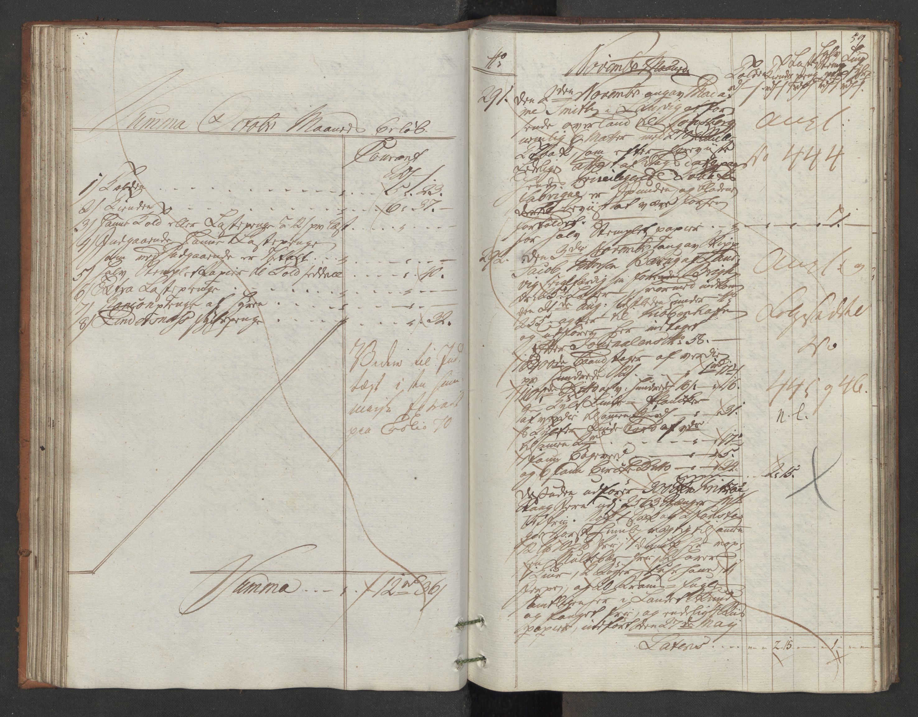 Generaltollkammeret, tollregnskaper, AV/RA-EA-5490/R11/L0087/0001: Tollregnskaper Larvik og Sandefjord / Utgående hovedtollbok, 1786, s. 58b-59a