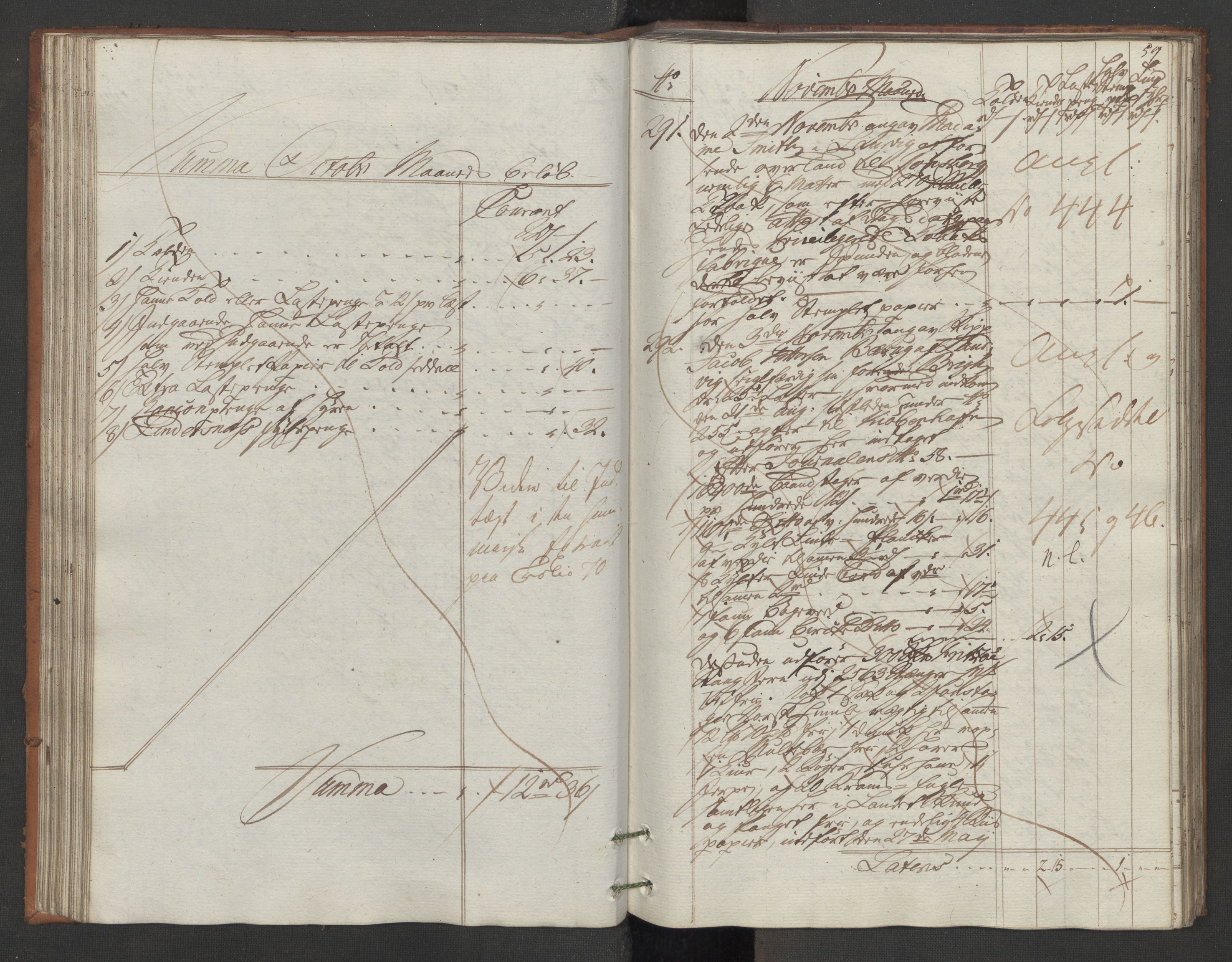 Generaltollkammeret, tollregnskaper, RA/EA-5490/R11/L0087/0001: Tollregnskaper Larvik og Sandefjord / Utgående hovedtollbok, 1786, s. 58b-59a