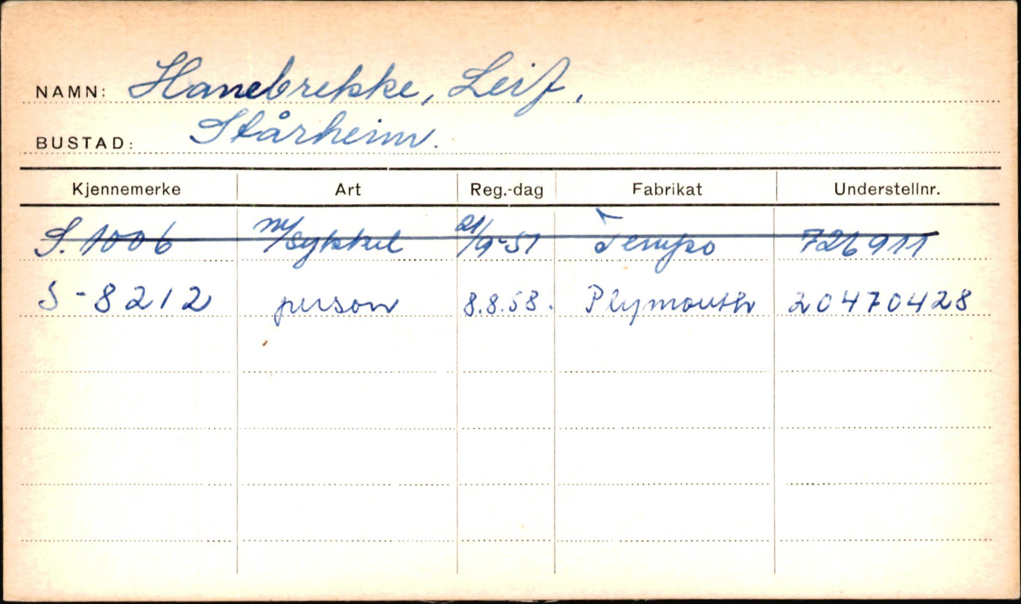 Statens vegvesen, Sogn og Fjordane vegkontor, SAB/A-5301/4/F/L0001A: Eigarregister Fjordane til 1.6.1961, 1930-1961, s. 113