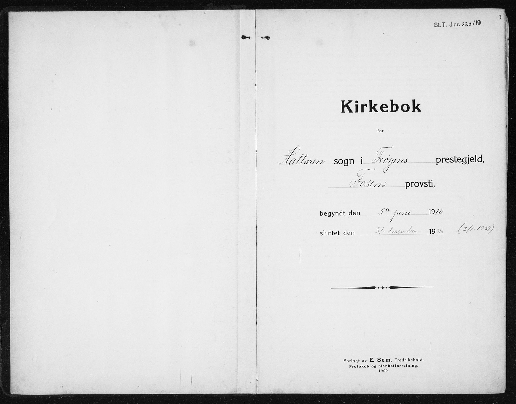 Ministerialprotokoller, klokkerbøker og fødselsregistre - Sør-Trøndelag, SAT/A-1456/641/L0599: Klokkerbok nr. 641C03, 1910-1938, s. 1