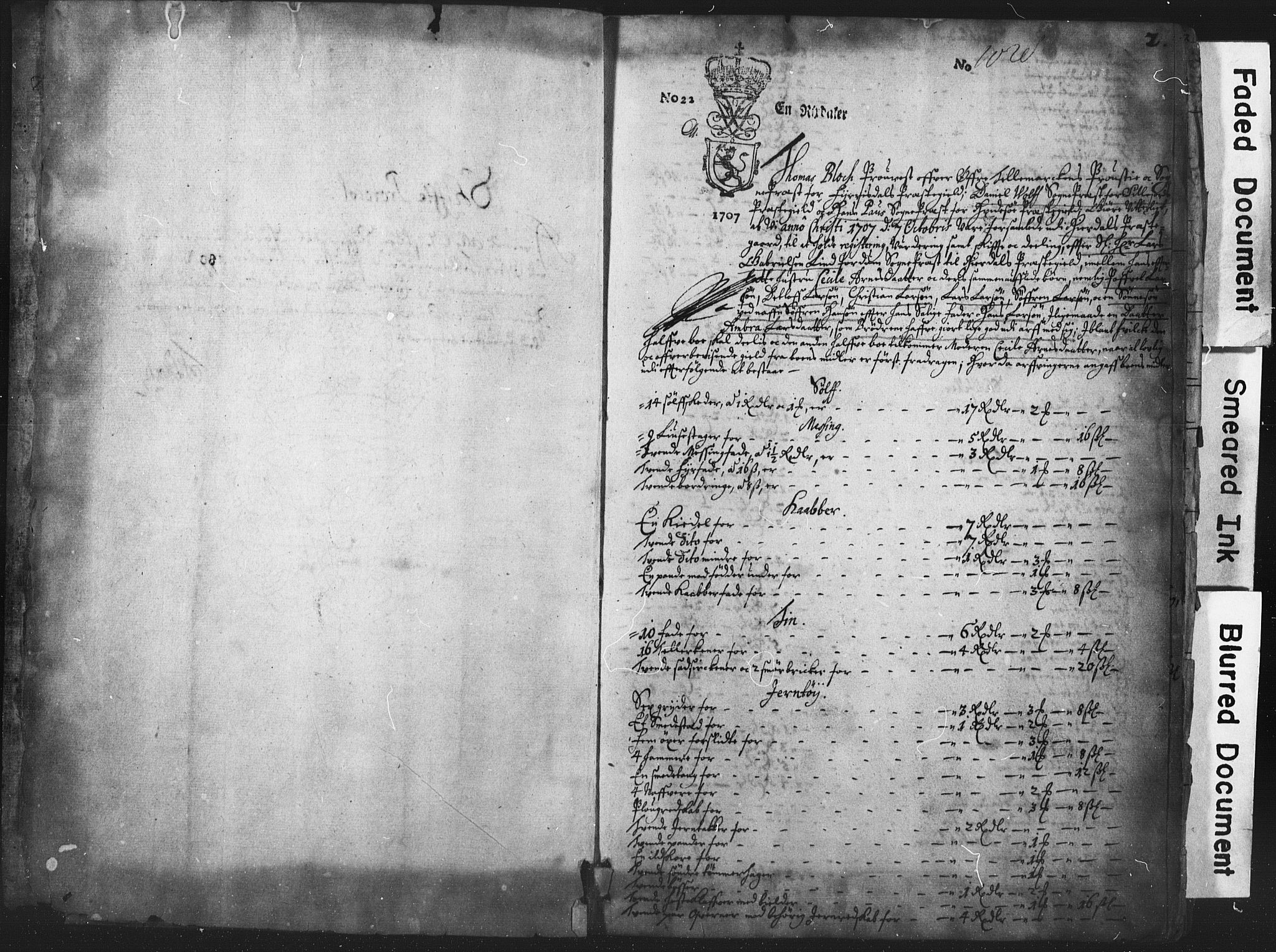 Øvre Telemark prosti, AV/SAKO-A-441/O/Ob/L0001: Skifteprotokoll, 1707-1747, s. 2