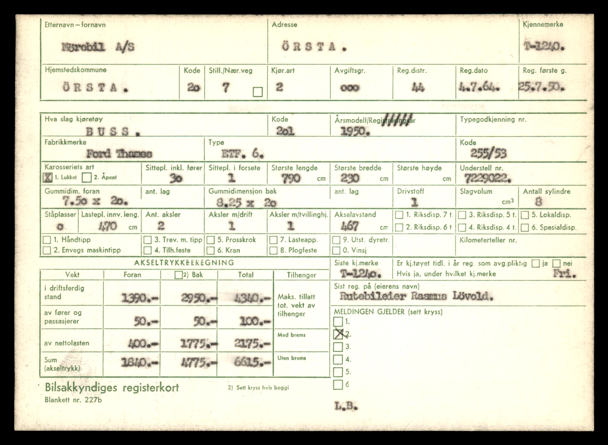 Møre og Romsdal vegkontor - Ålesund trafikkstasjon, AV/SAT-A-4099/F/Fe/L0011: Registreringskort for kjøretøy T 1170 - T 1289, 1927-1998, s. 1912