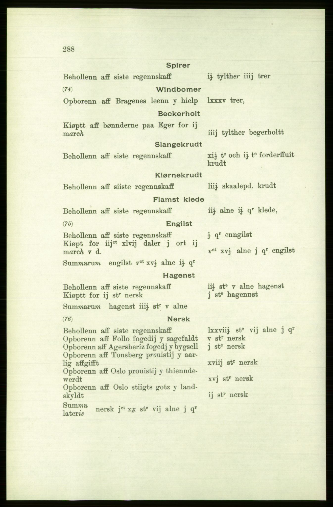 Publikasjoner utgitt av Arkivverket, PUBL/PUBL-001/C/0001: Bind 1: Rekneskap for Akershus len 1557-1558, 1557-1558, s. 288