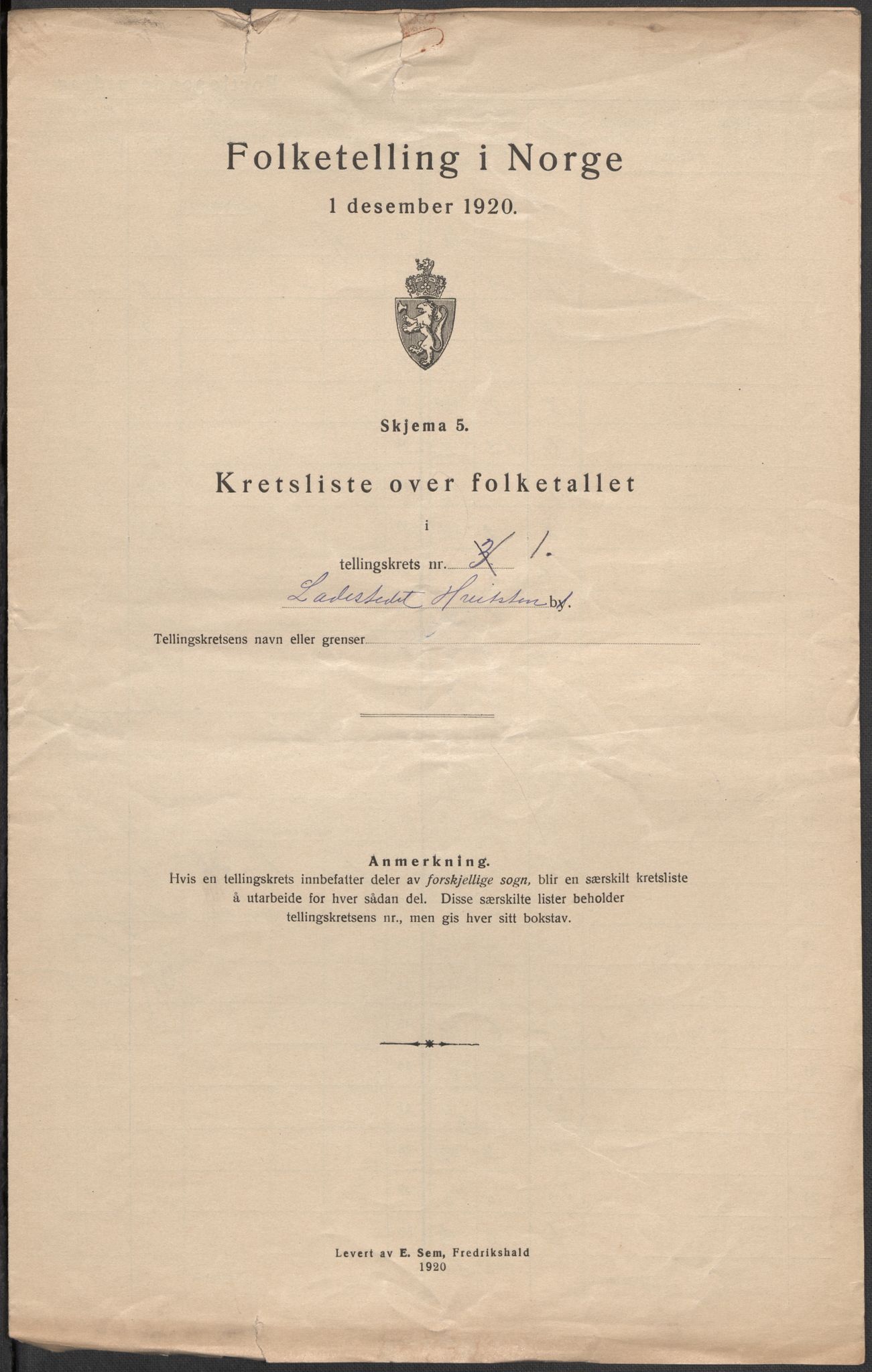 SAO, Folketelling 1920 for 0202 Hvitsten ladested, 1920, s. 2