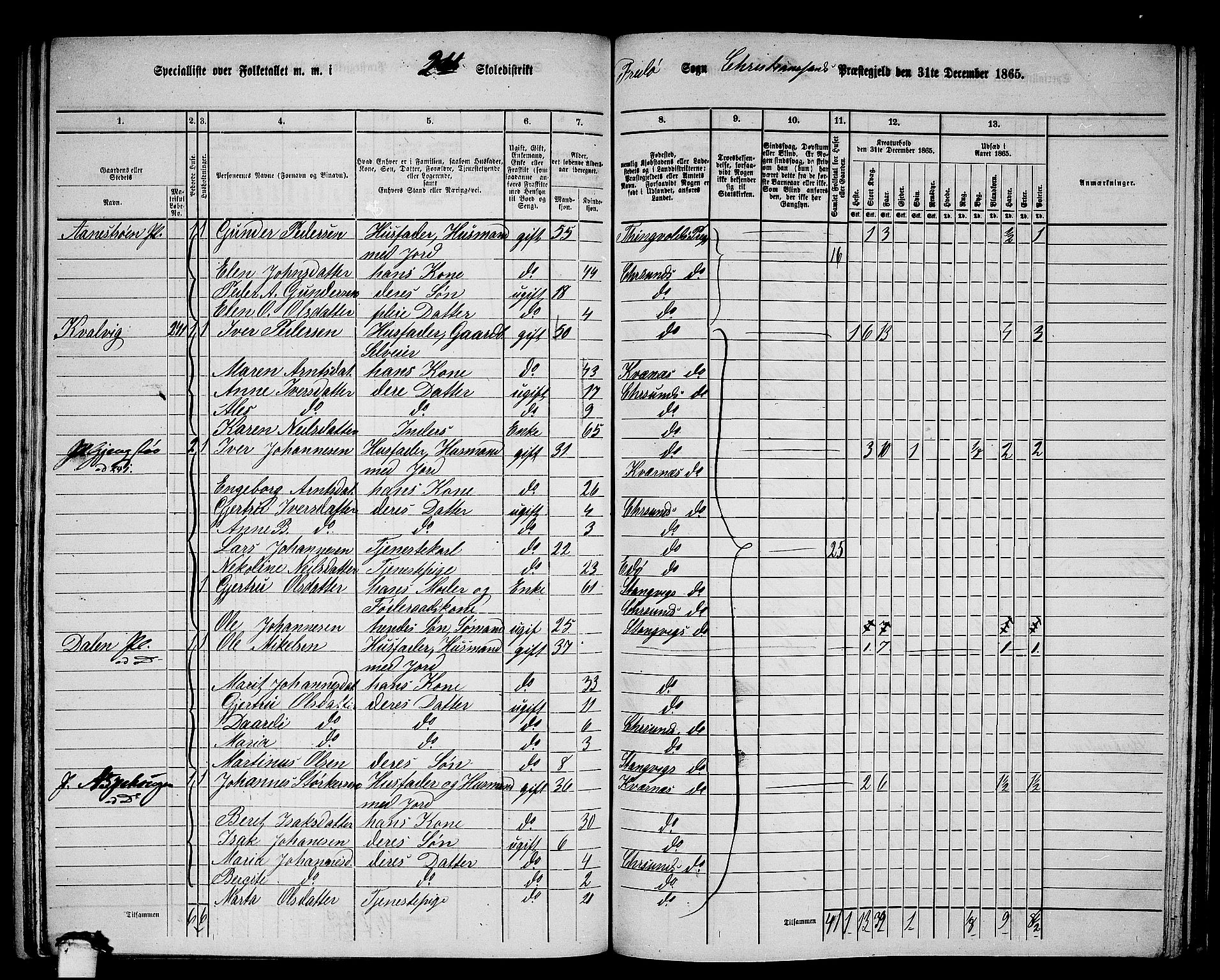 RA, Folketelling 1865 for 1556L Kristiansund prestegjeld, Frei sokn og Grip sokn, 1865, s. 34