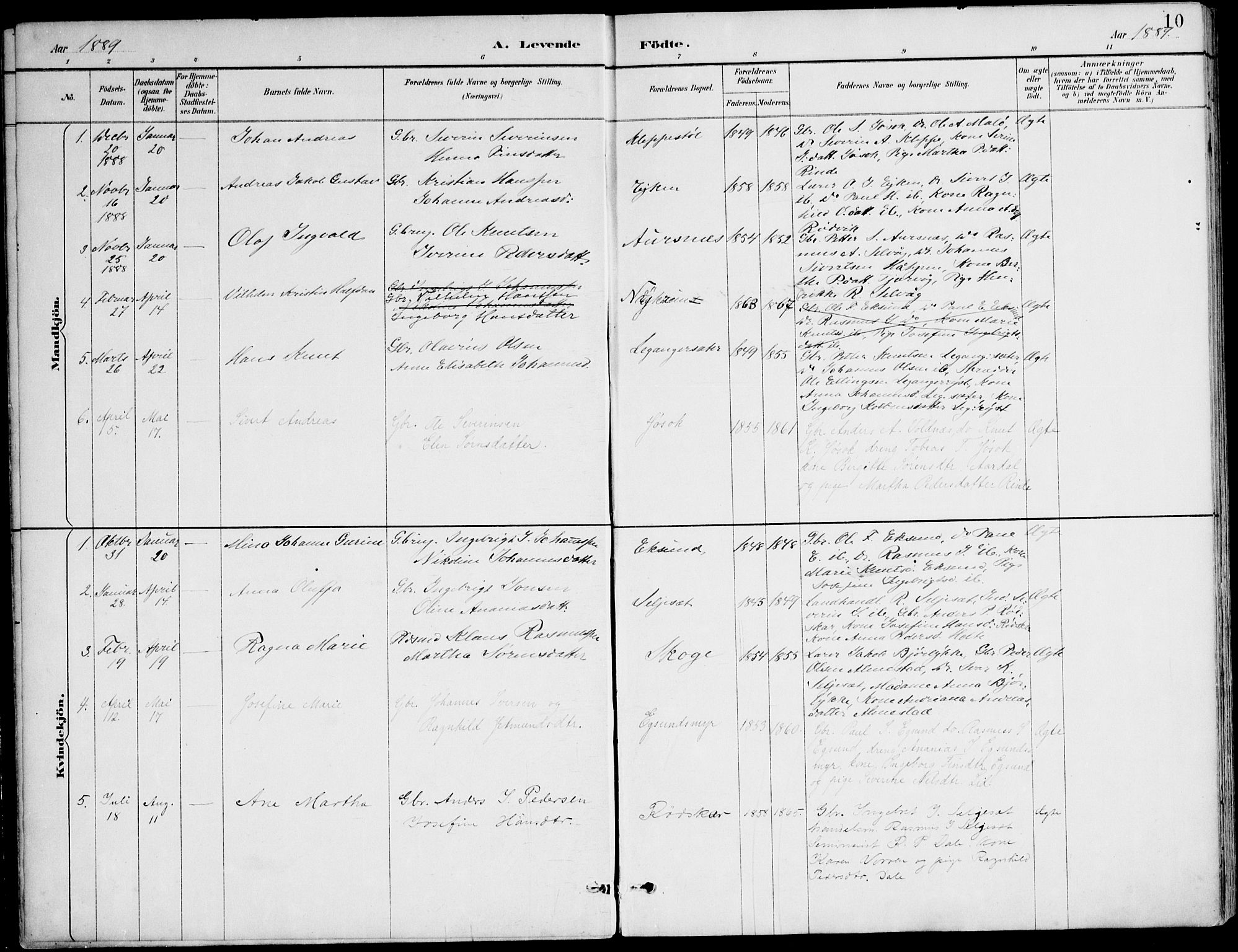 Ministerialprotokoller, klokkerbøker og fødselsregistre - Møre og Romsdal, SAT/A-1454/508/L0095: Ministerialbok nr. 508A02, 1887-1920, s. 10