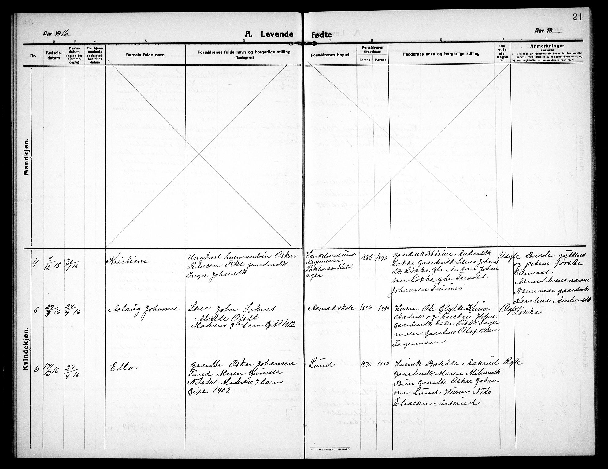 Høland prestekontor Kirkebøker, AV/SAO-A-10346a/G/Gc/L0002: Klokkerbok nr. III 2, 1912-1925, s. 21