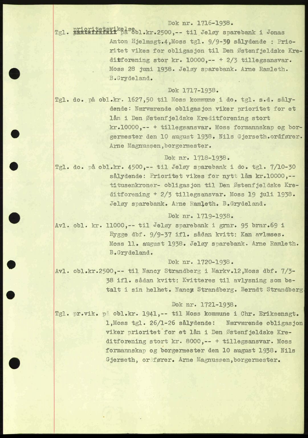 Moss sorenskriveri, SAO/A-10168: Pantebok nr. B6, 1938-1938, Dagboknr: 1716/1938