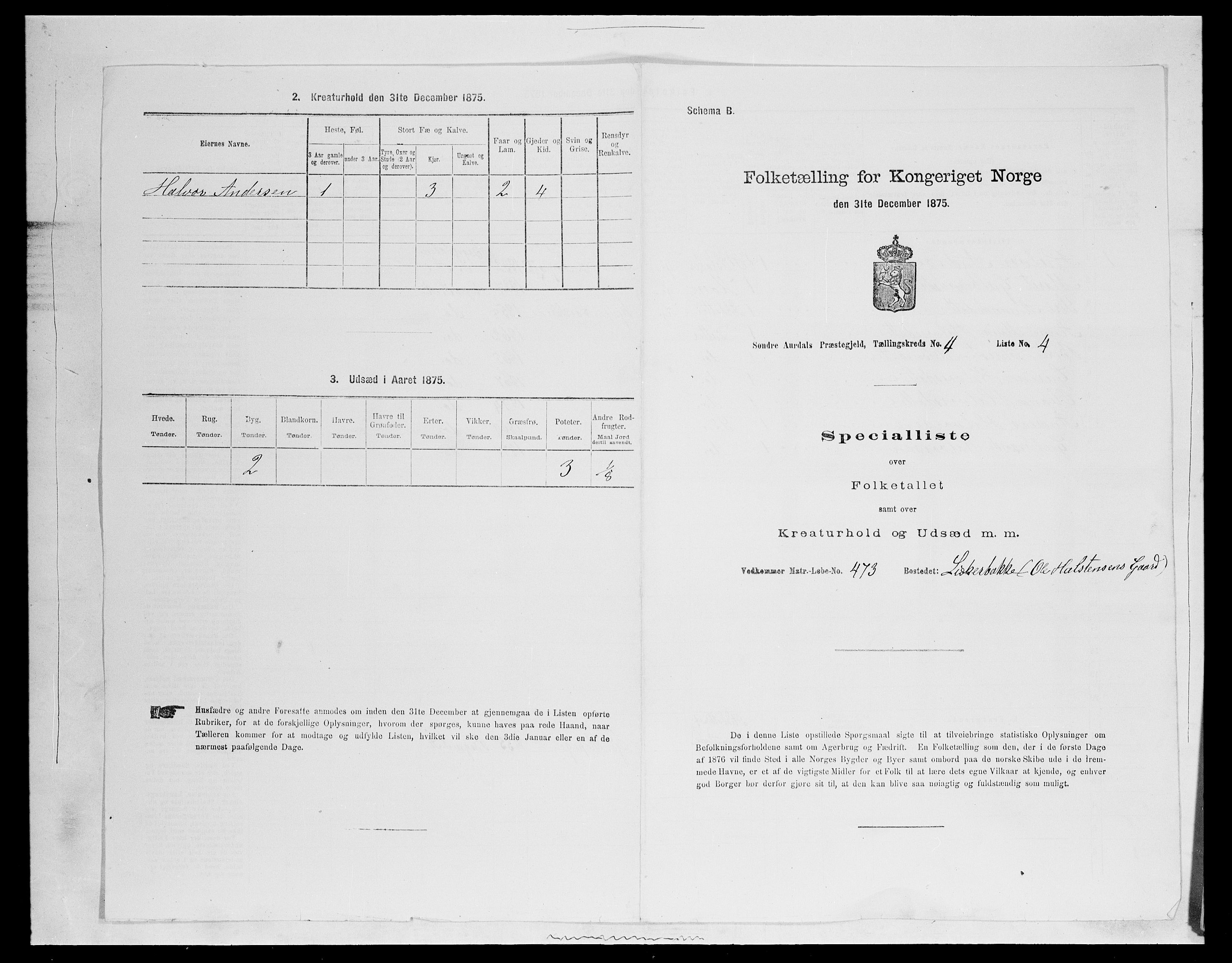 SAH, Folketelling 1875 for 0540P Sør-Aurdal prestegjeld, 1875, s. 686