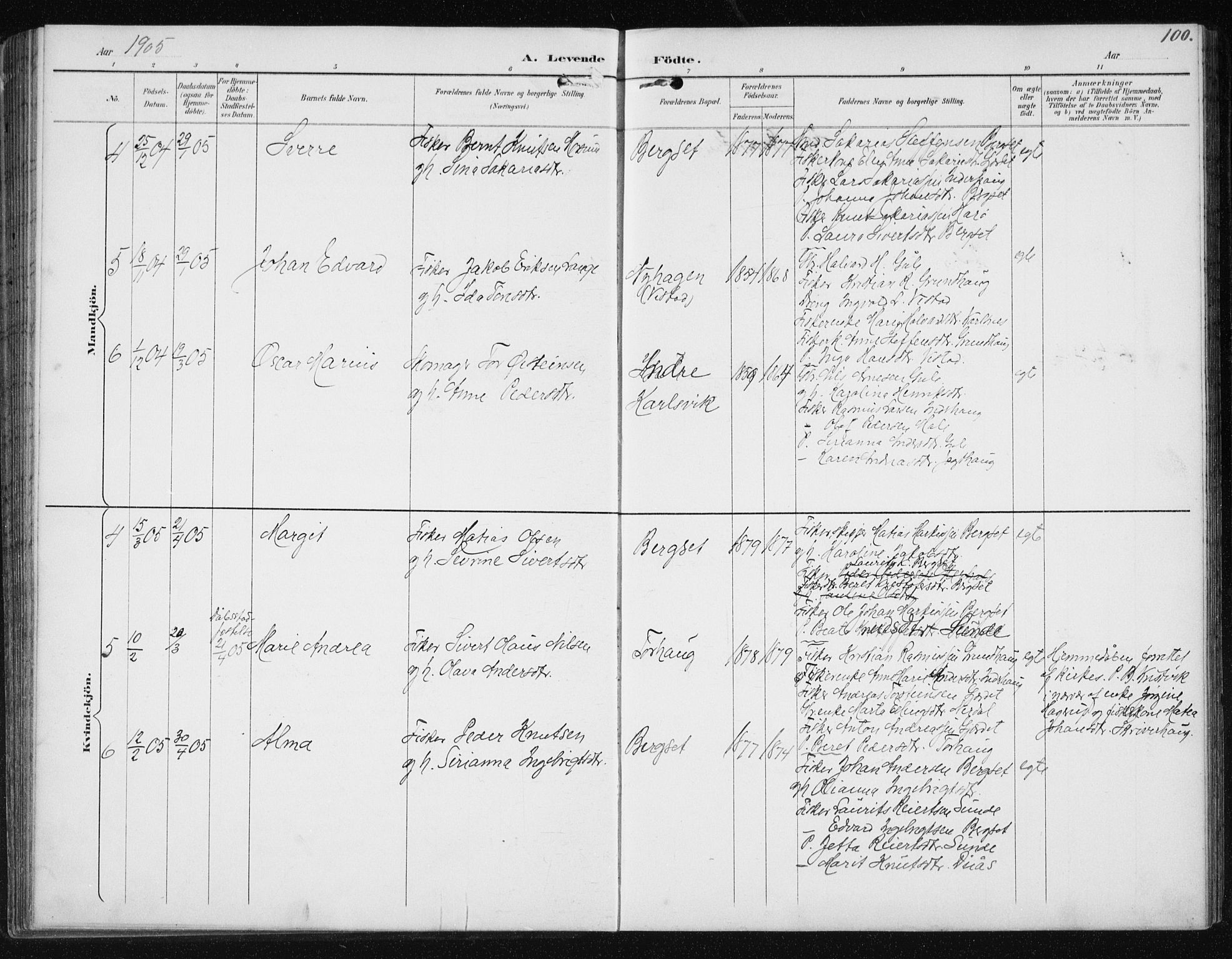 Ministerialprotokoller, klokkerbøker og fødselsregistre - Møre og Romsdal, AV/SAT-A-1454/566/L0773: Klokkerbok nr. 566C02, 1892-1909, s. 100