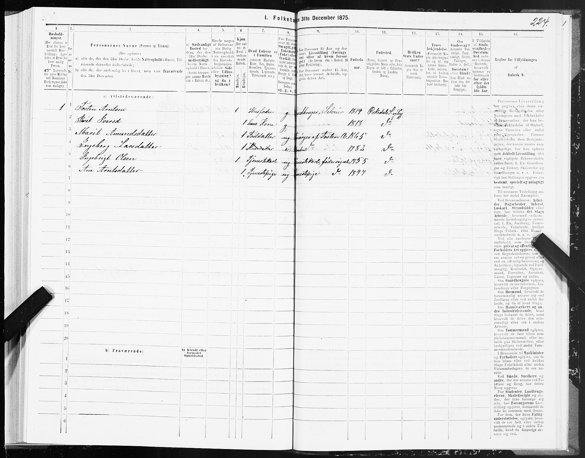 SAT, Folketelling 1875 for 1638P Orkdal prestegjeld, 1875, s. 8224