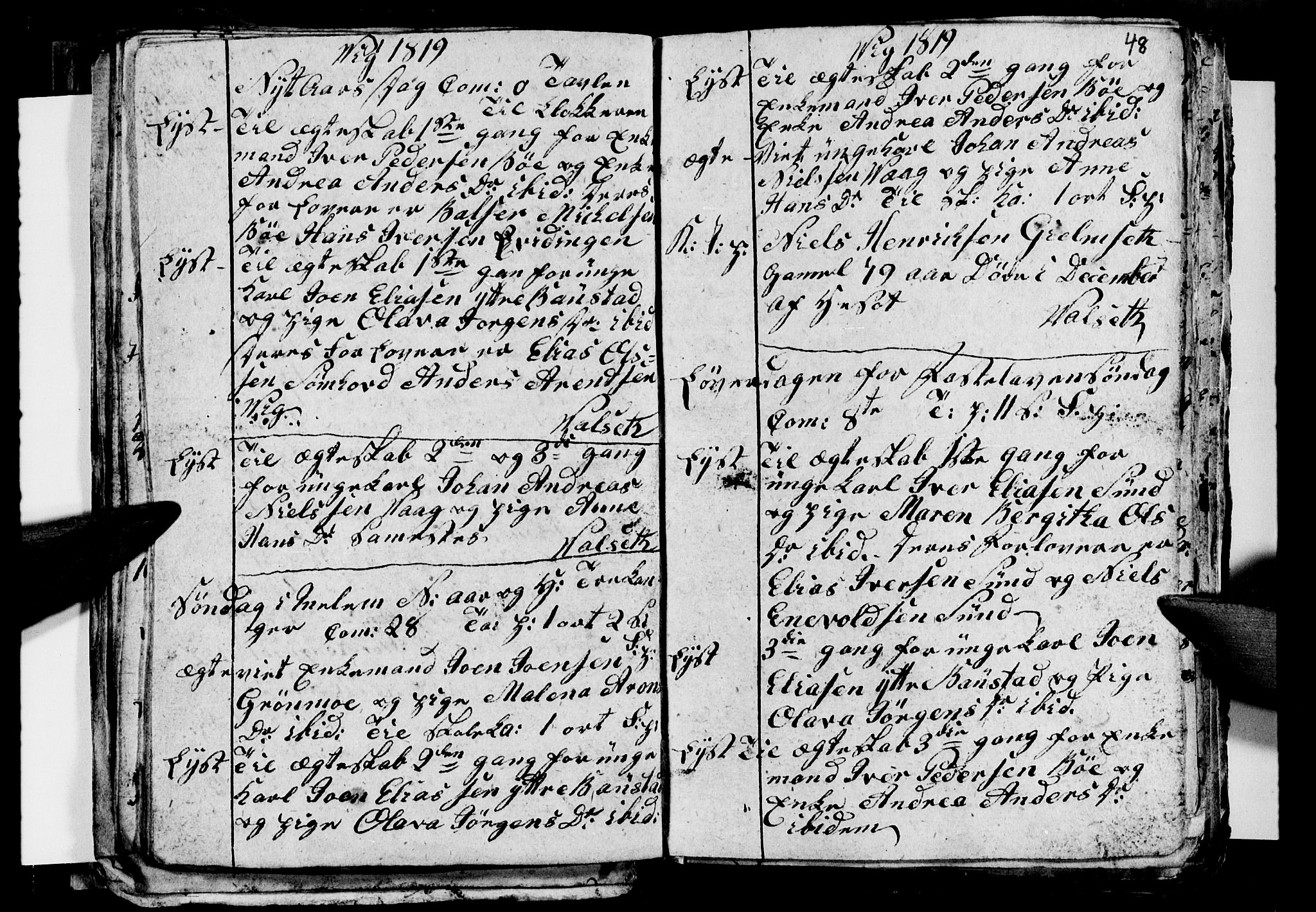 Ministerialprotokoller, klokkerbøker og fødselsregistre - Nordland, SAT/A-1459/812/L0185: Klokkerbok nr. 812C03, 1815-1837, s. 48